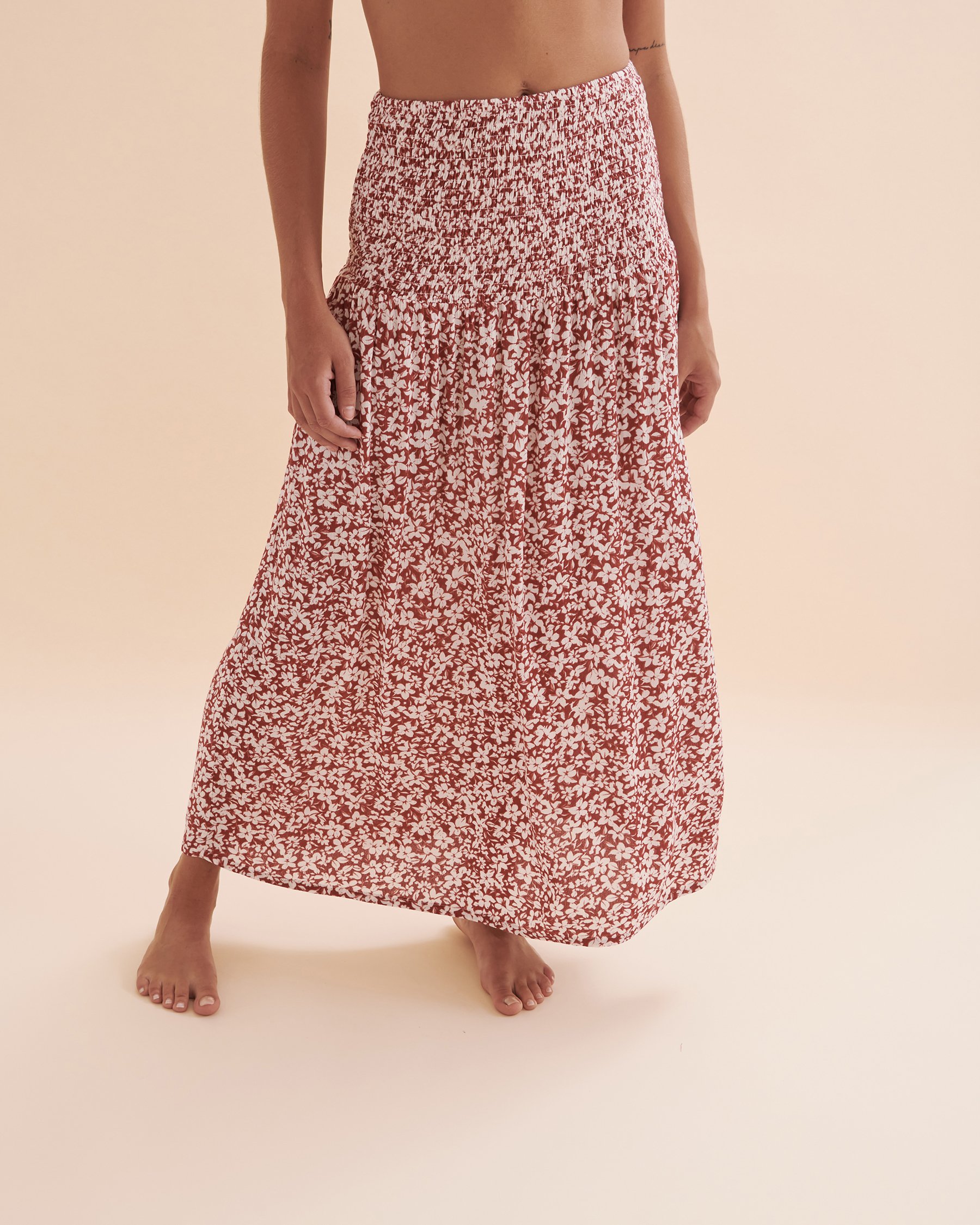 TROPIK Floral Smoked Waist Maxi Skirt Floral brown 02200046 - View1