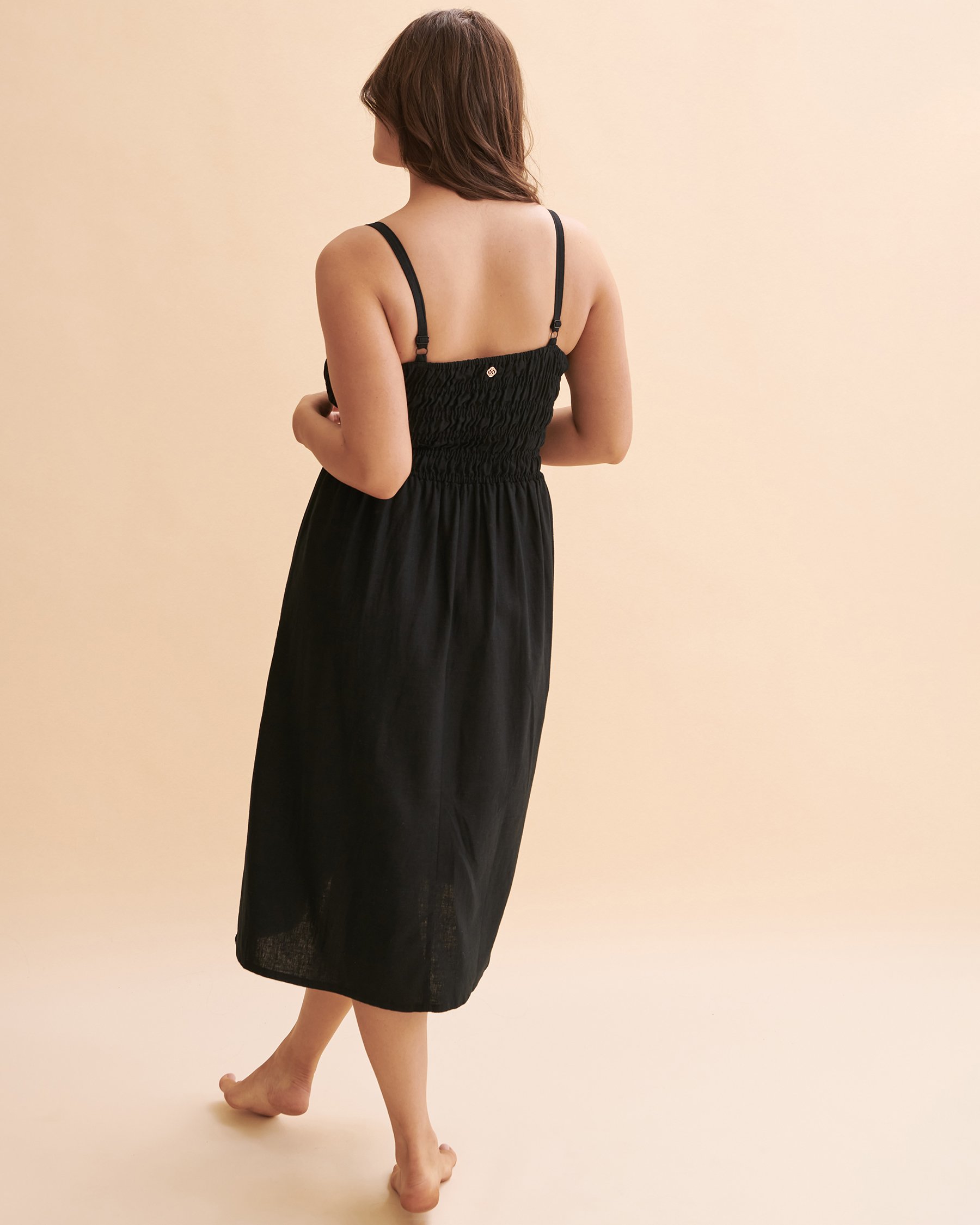 TURQUOISE COUTURE Linen Long Dress Black 05300001 - View2