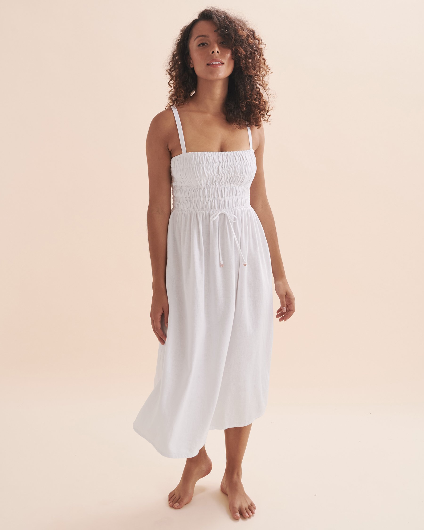 TURQUOISE COUTURE Linen Long Dress White 05300001 - View3