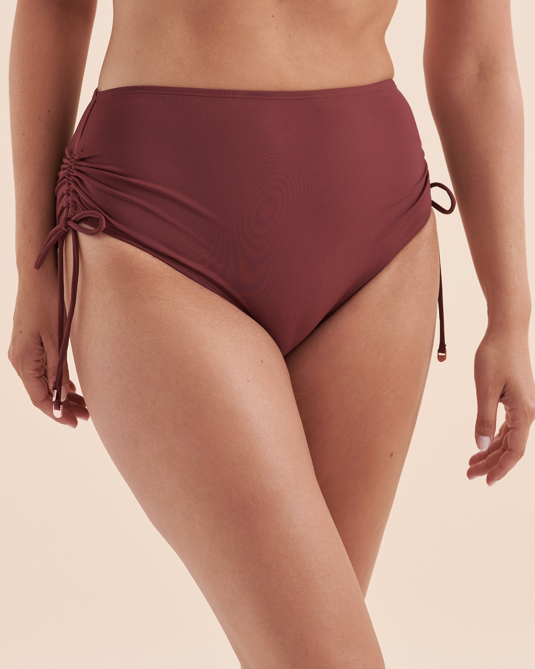 TURQUOISE COUTURE Burgundy High Waist Bikini Bottom Burgundy 01300246 - View5