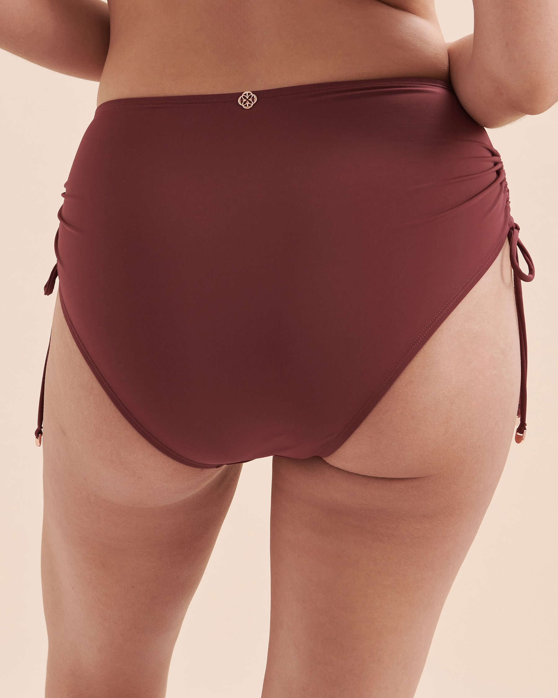 TURQUOISE COUTURE Burgundy High Waist Bikini Bottom Burgundy 01300246 - View6