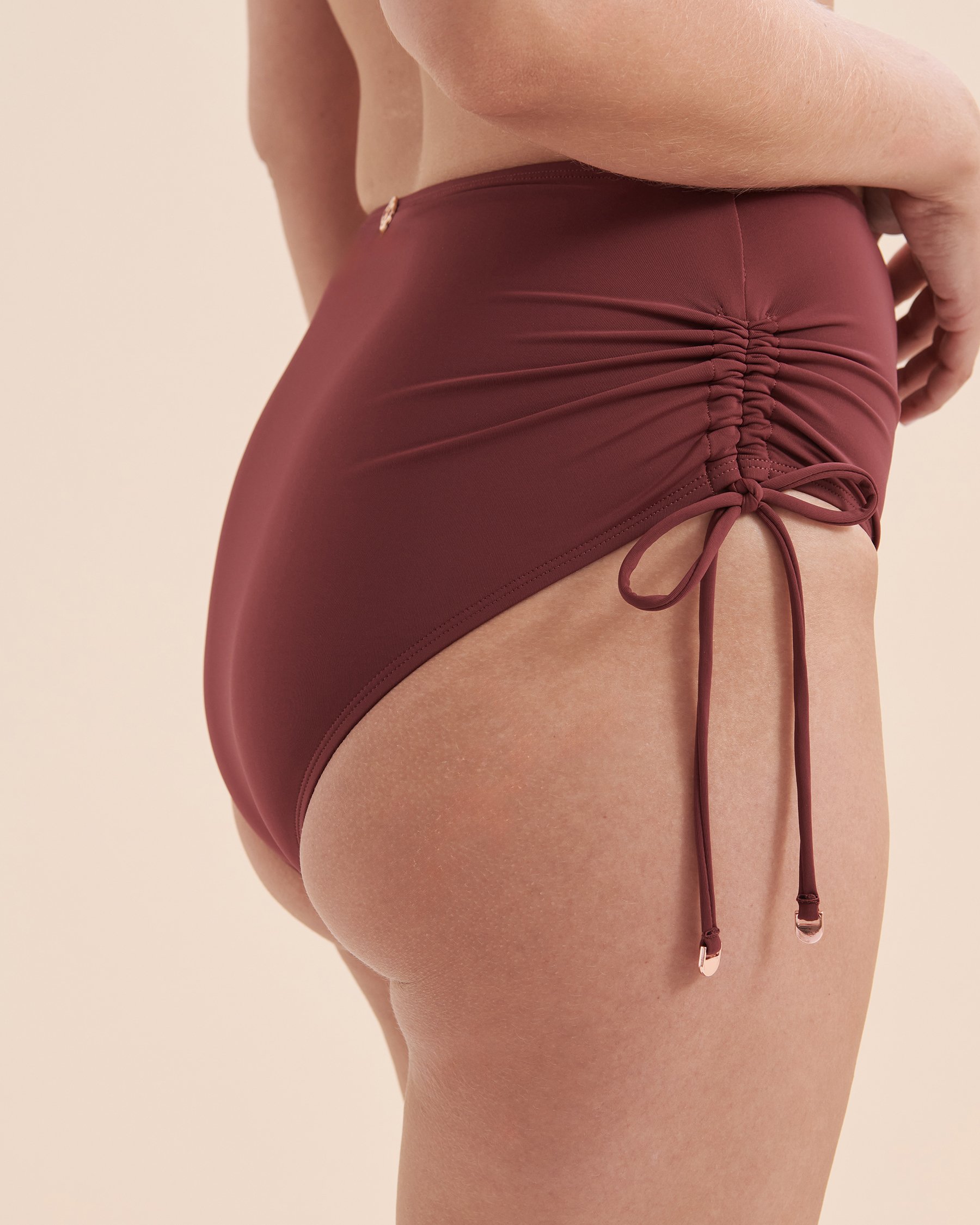 TURQUOISE COUTURE Burgundy High Waist Bikini Bottom Burgundy 01300246 - View7