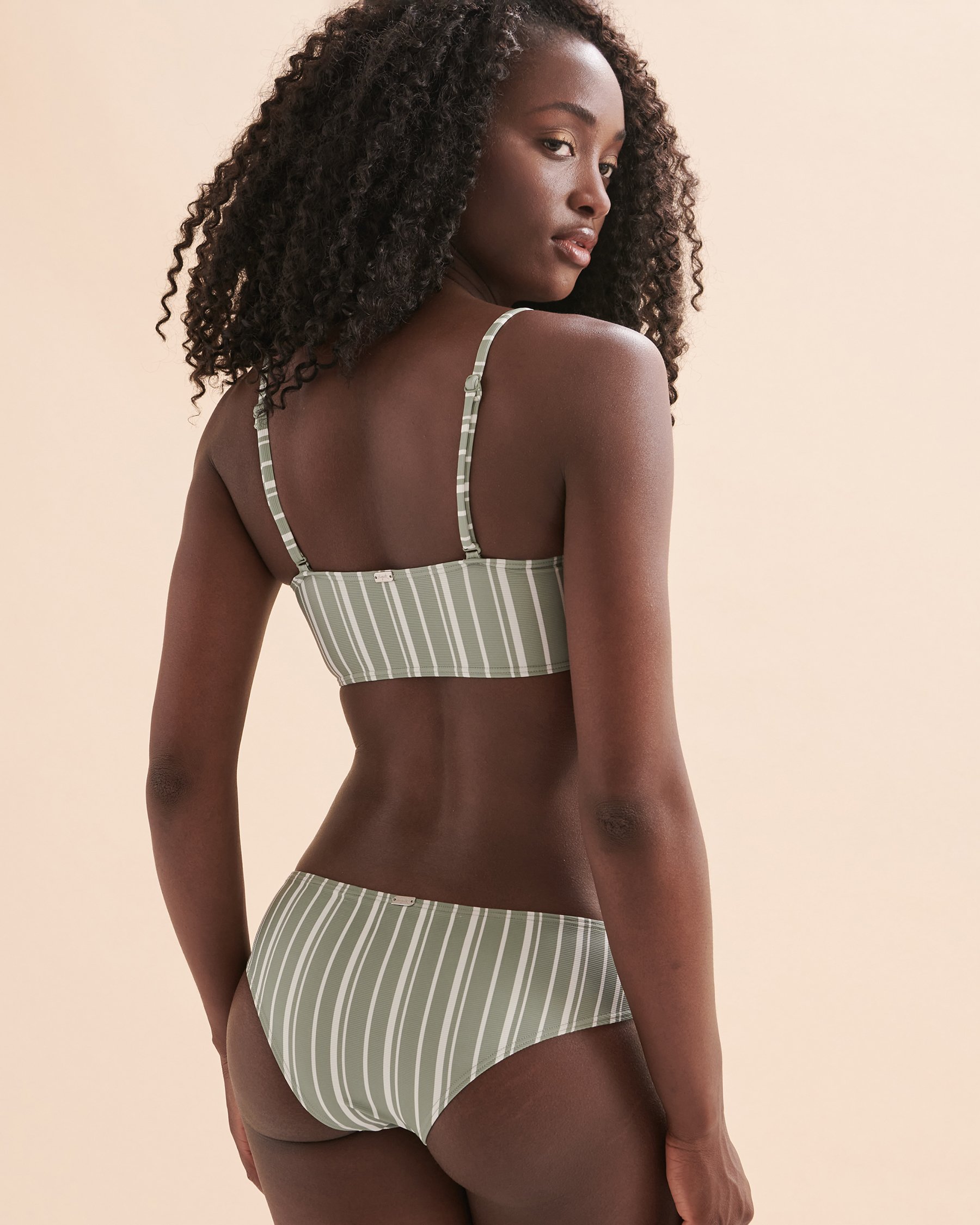 TROPIK Haut de bikini bralette à rayures texturées Vert à rayures 01100224 - Voir2