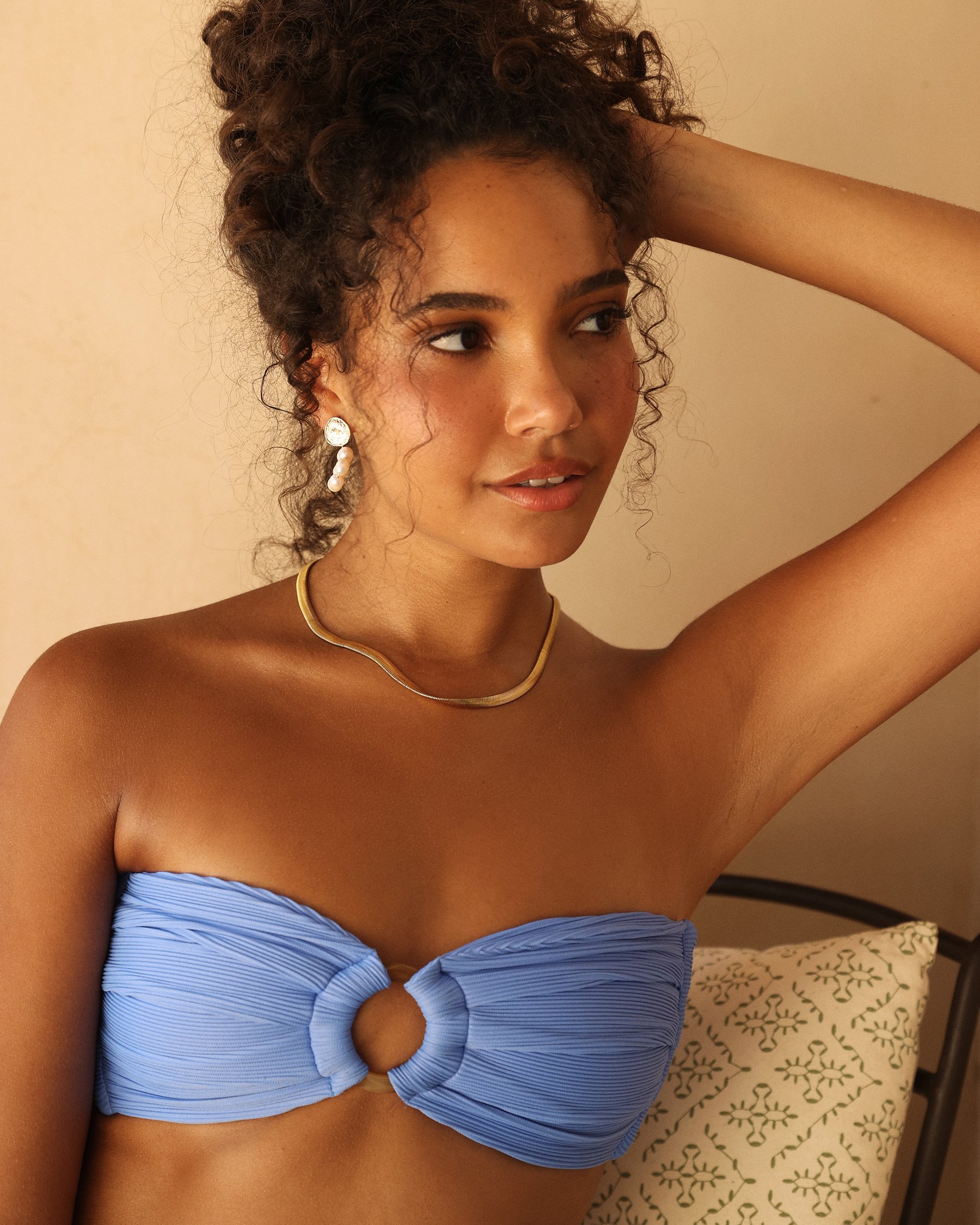 KULANI KINIS Breezy Blue Ribbed Bandeau Bikini Top Breezy Blue TOP154CBRB - View2