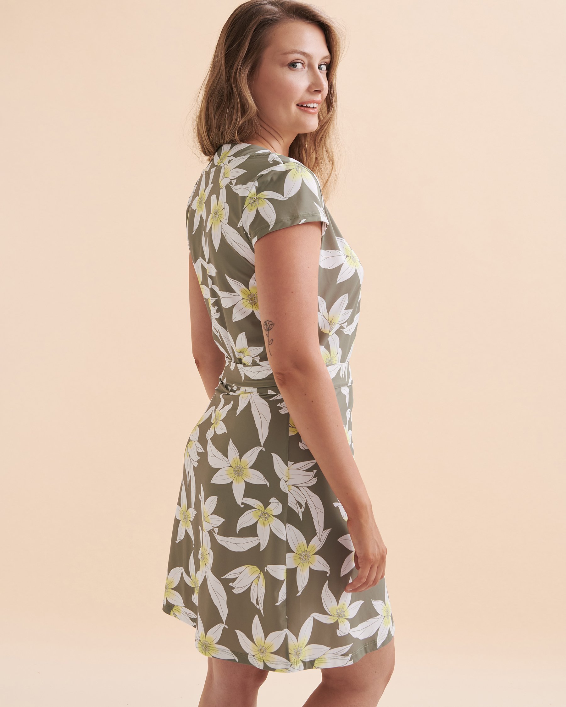 EAU DE SEA Green Floral Wrap Short Dress Green floral 02300105 - View2
