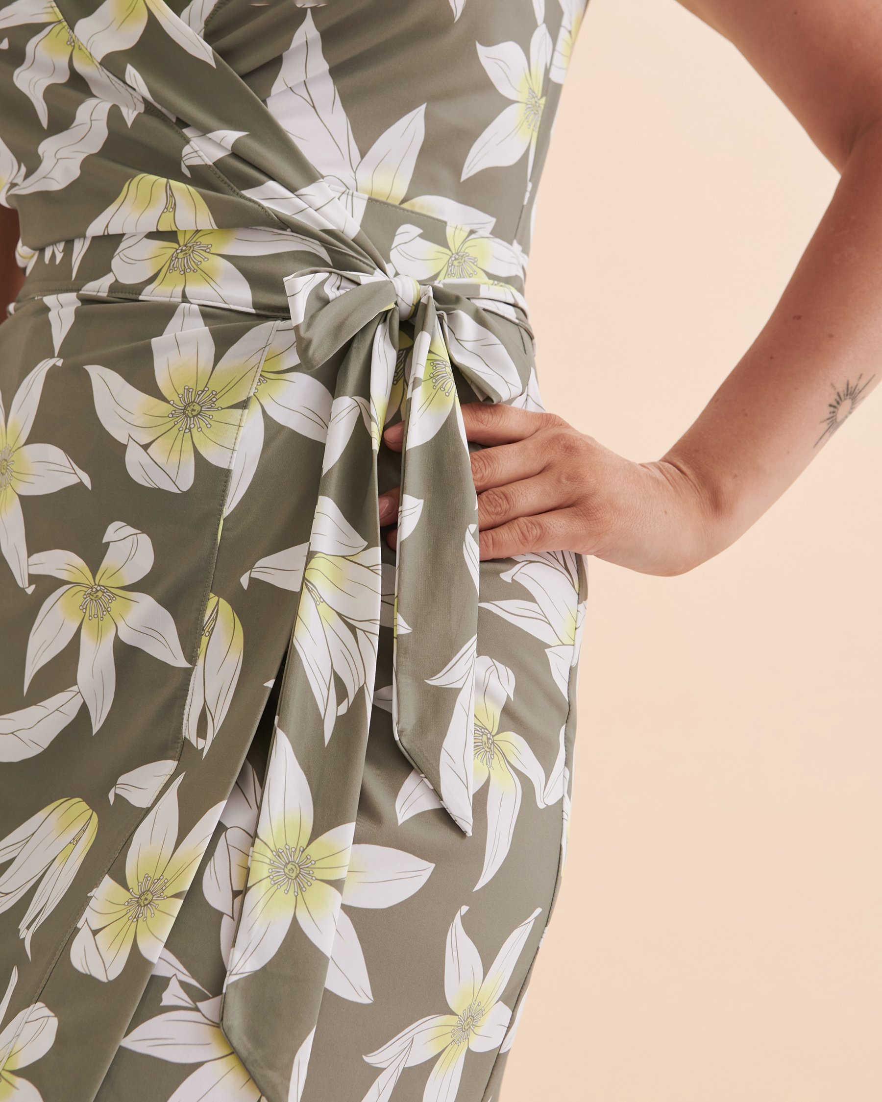 EAU DE SEA Green Floral Wrap Short Dress Green floral 02300105 - View3