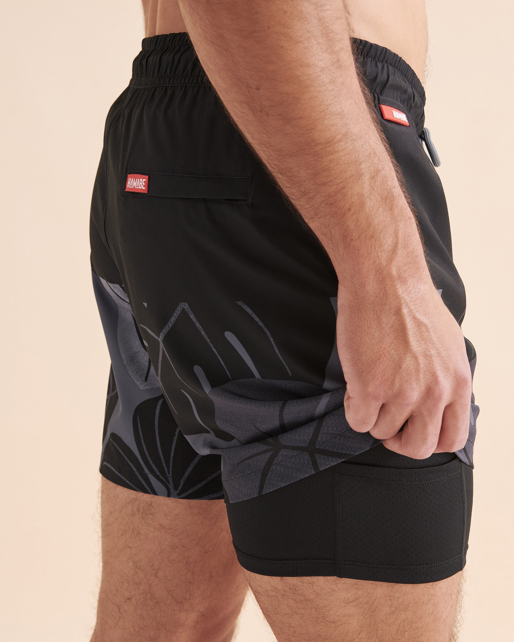 HAMABE Volley Swimsuit Black tropical 03100021 - View2