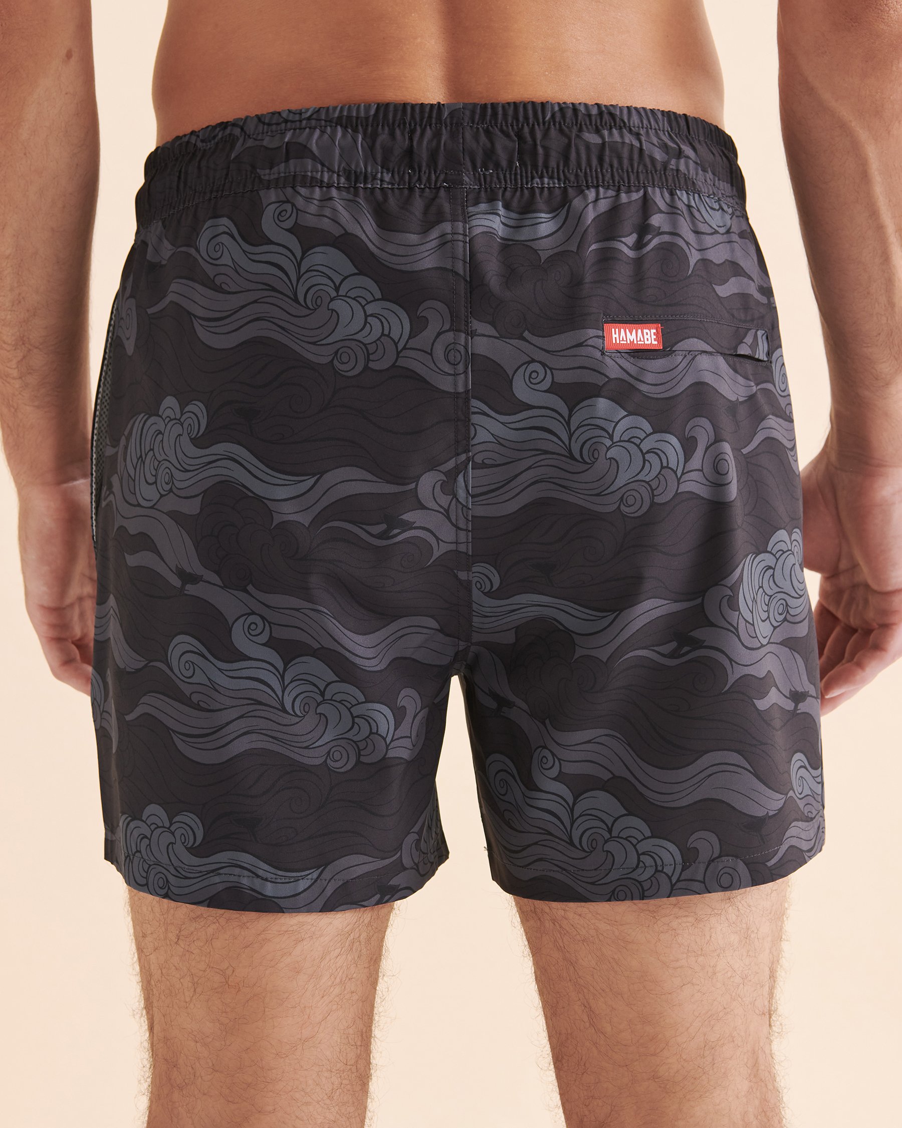 HAMABE Volley Swimsuit Black waves 03100022 - View2