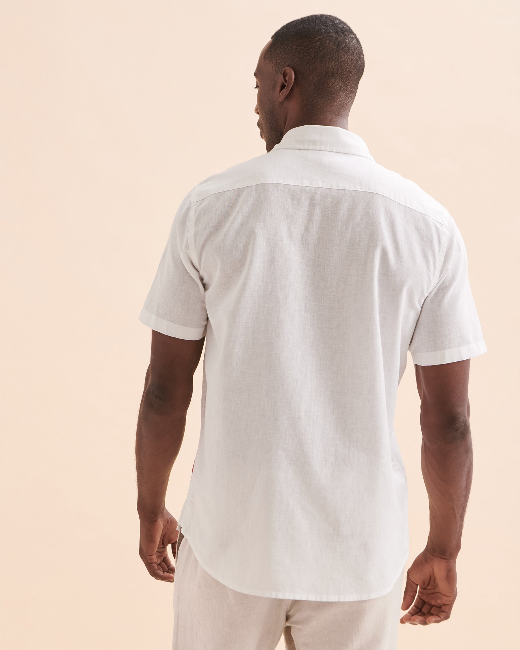 PUBLIC BEACH Chemise à manches courtes en lin Blanc PB6242BIK - View2