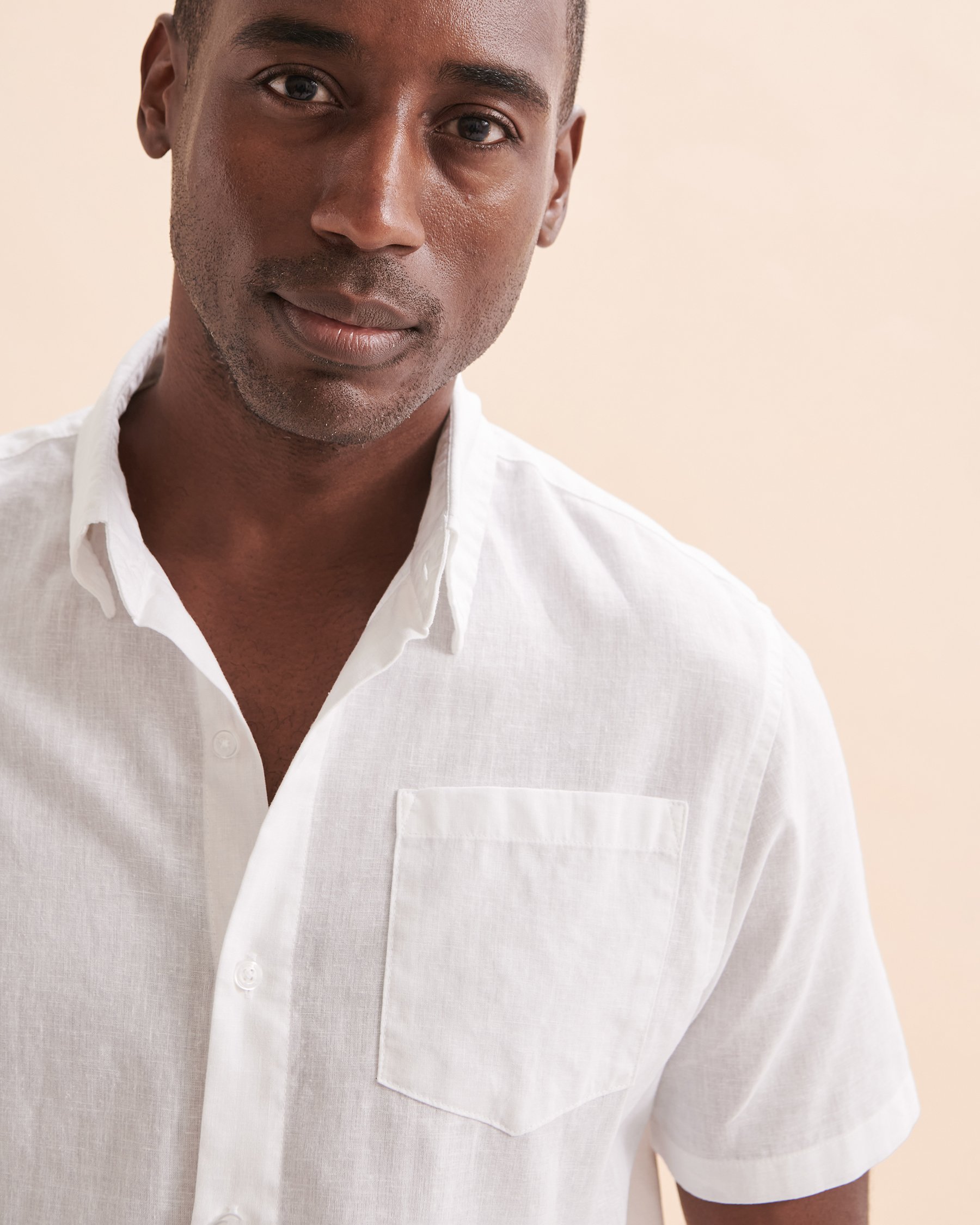 PUBLIC BEACH Linen Short Sleeve Shirt White PB6242BIK - View3