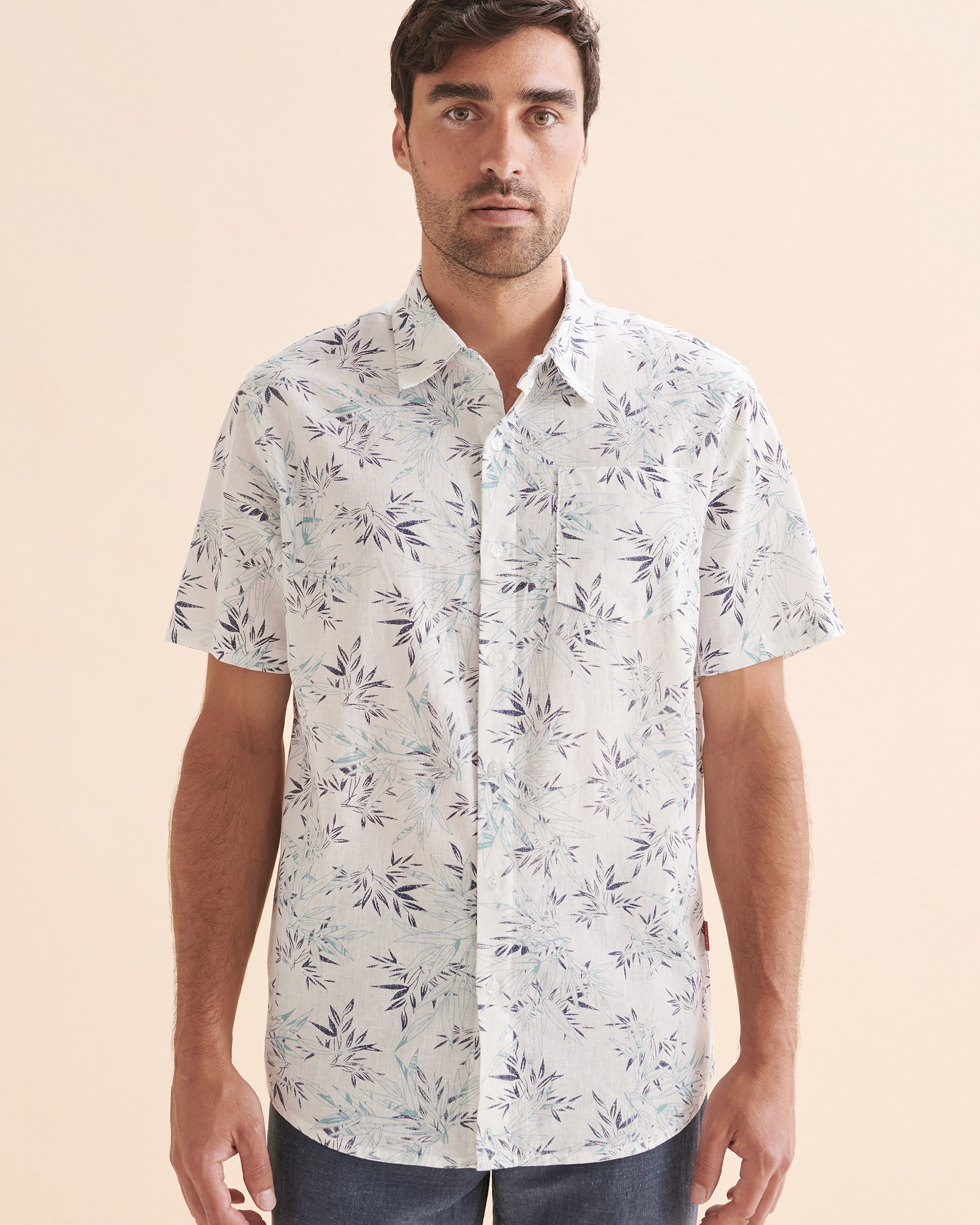 PUBLIC BEACH Chemise à manches courtes en lin Blanc PB6252BIK - View4