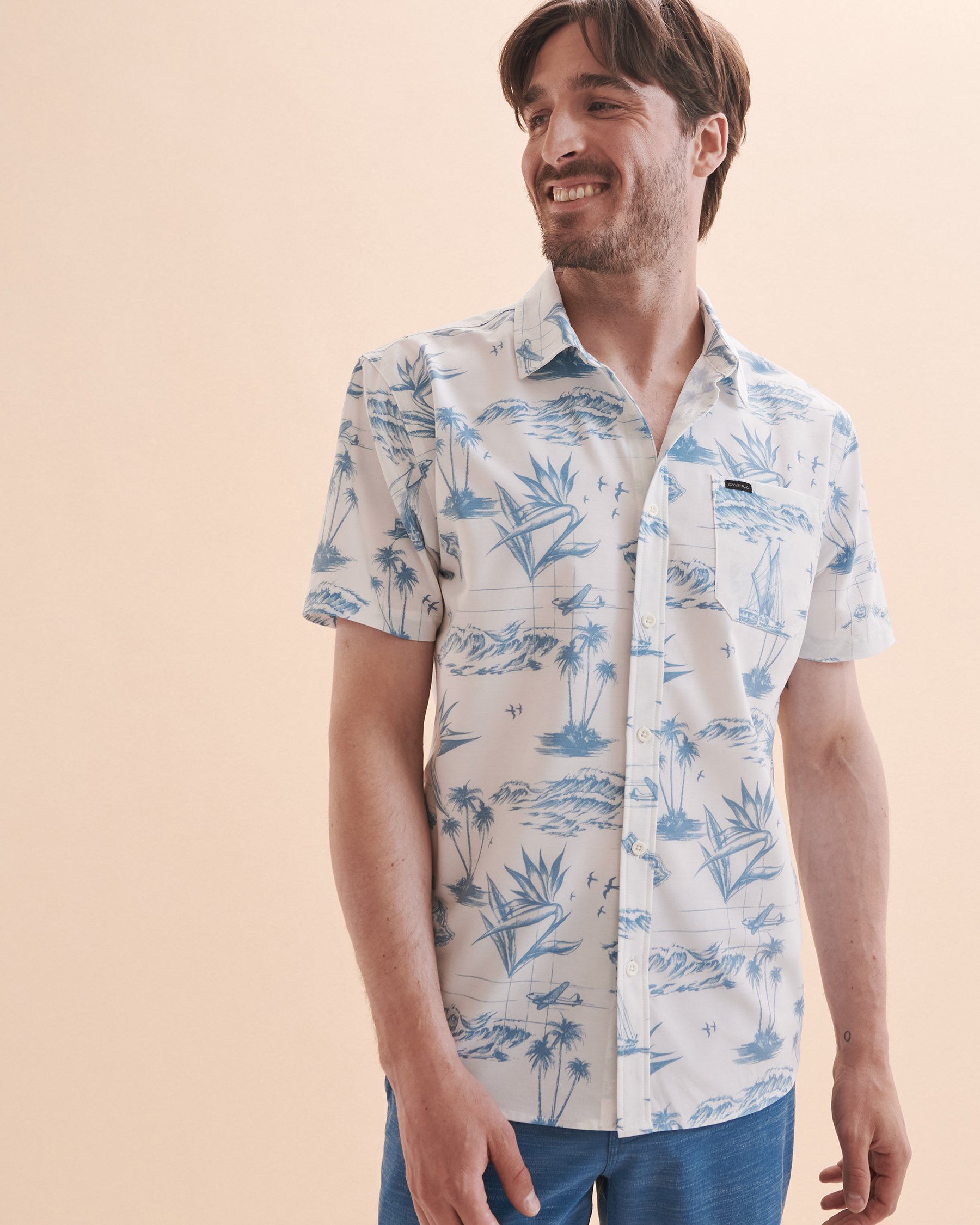 O'NEILL TRVLR UPF Traverse Hawaii Short Sleeve Shirt White HO3104100 - View1