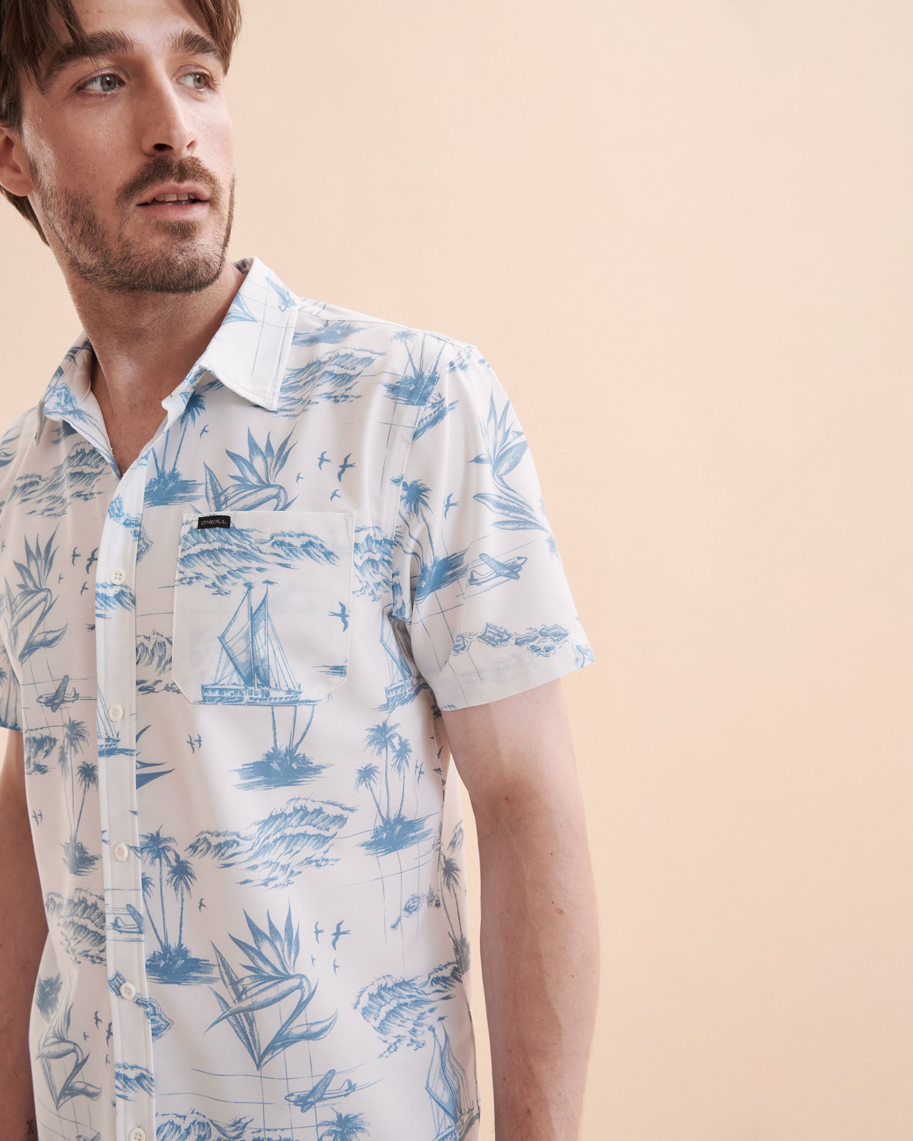 O'NEILL TRVLR UPF Traverse Hawaii Short Sleeve Shirt White HO3104100 - View3