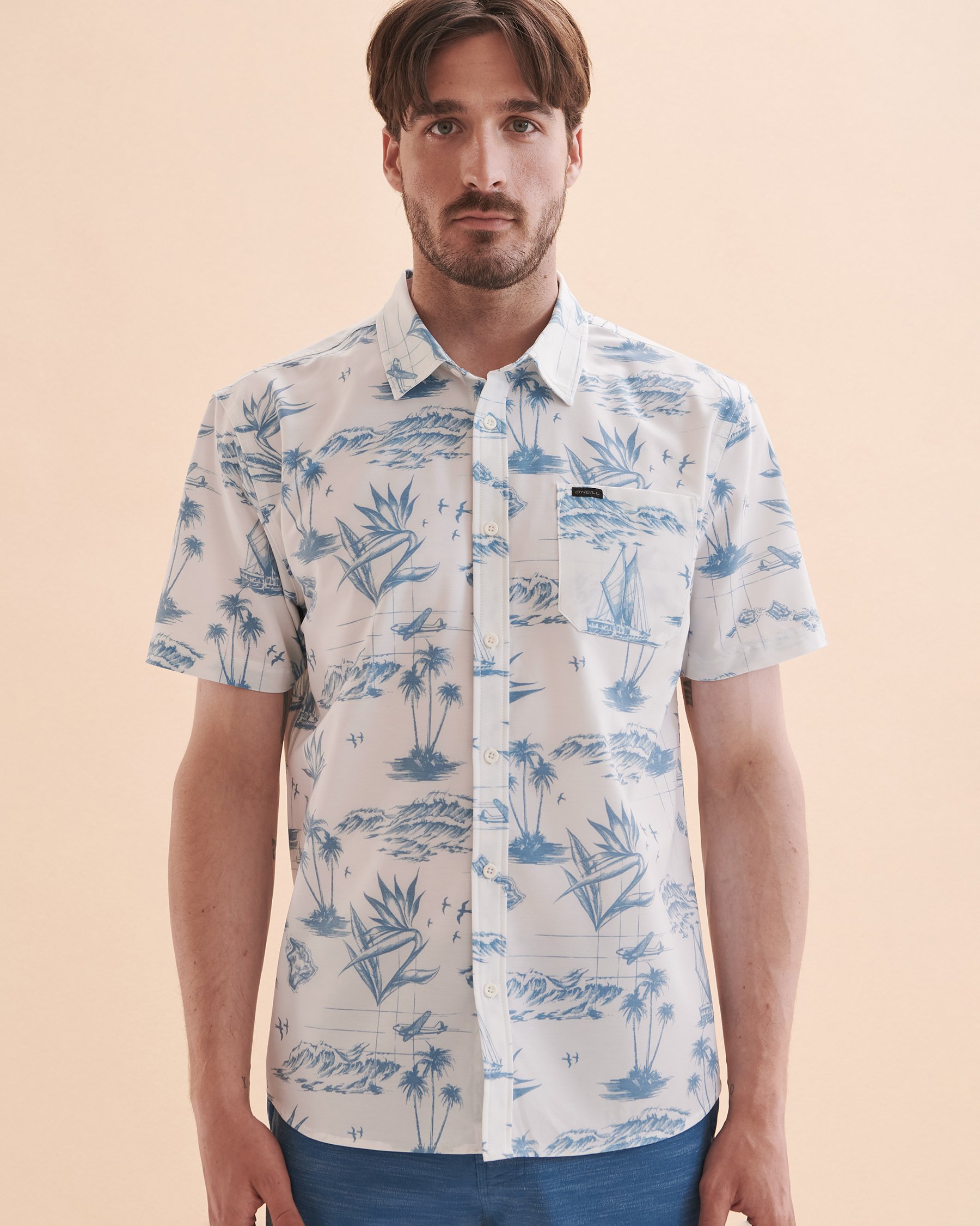 O'NEILL TRVLR UPF Traverse Hawaii Short Sleeve Shirt White HO3104100 - View4