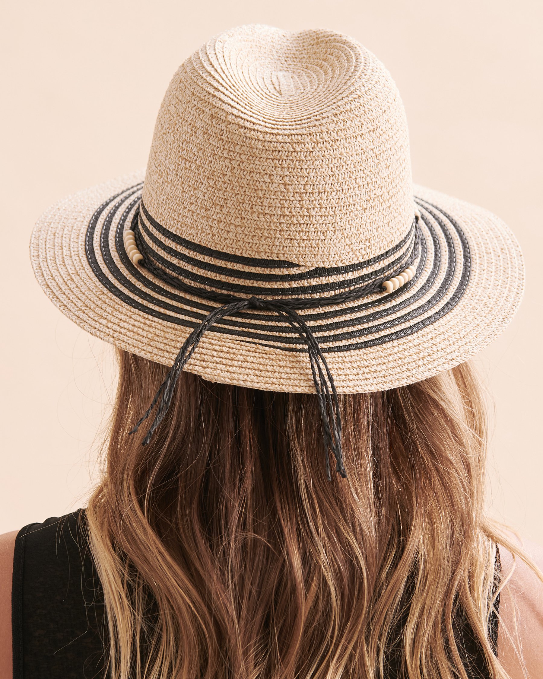 SARAJANE Panama Straw Hat Beige/Black 24SJ2003 - View2
