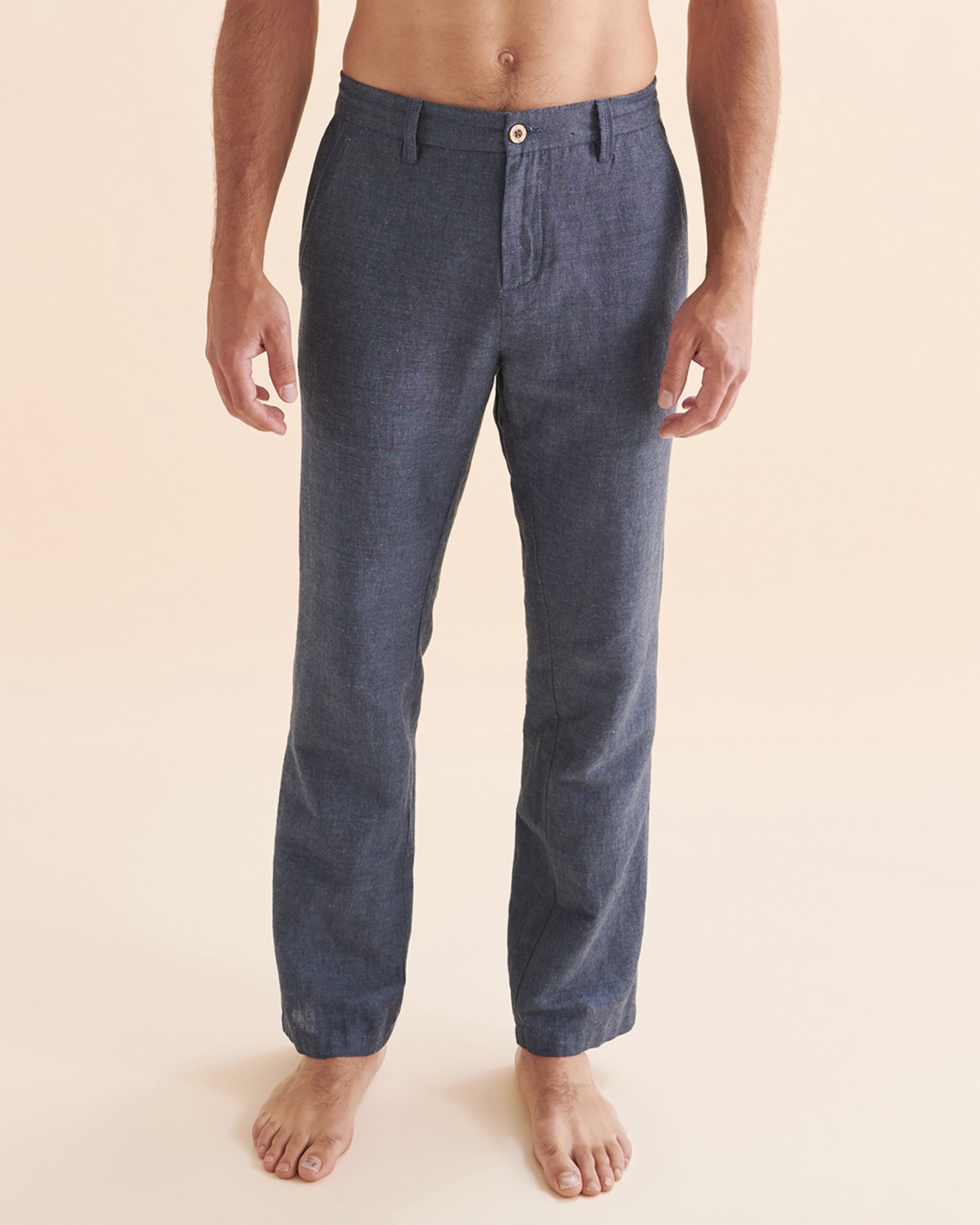 PUBLIC BEACH Pantalon en lin Bleu marine PB6101BIK - Voir1