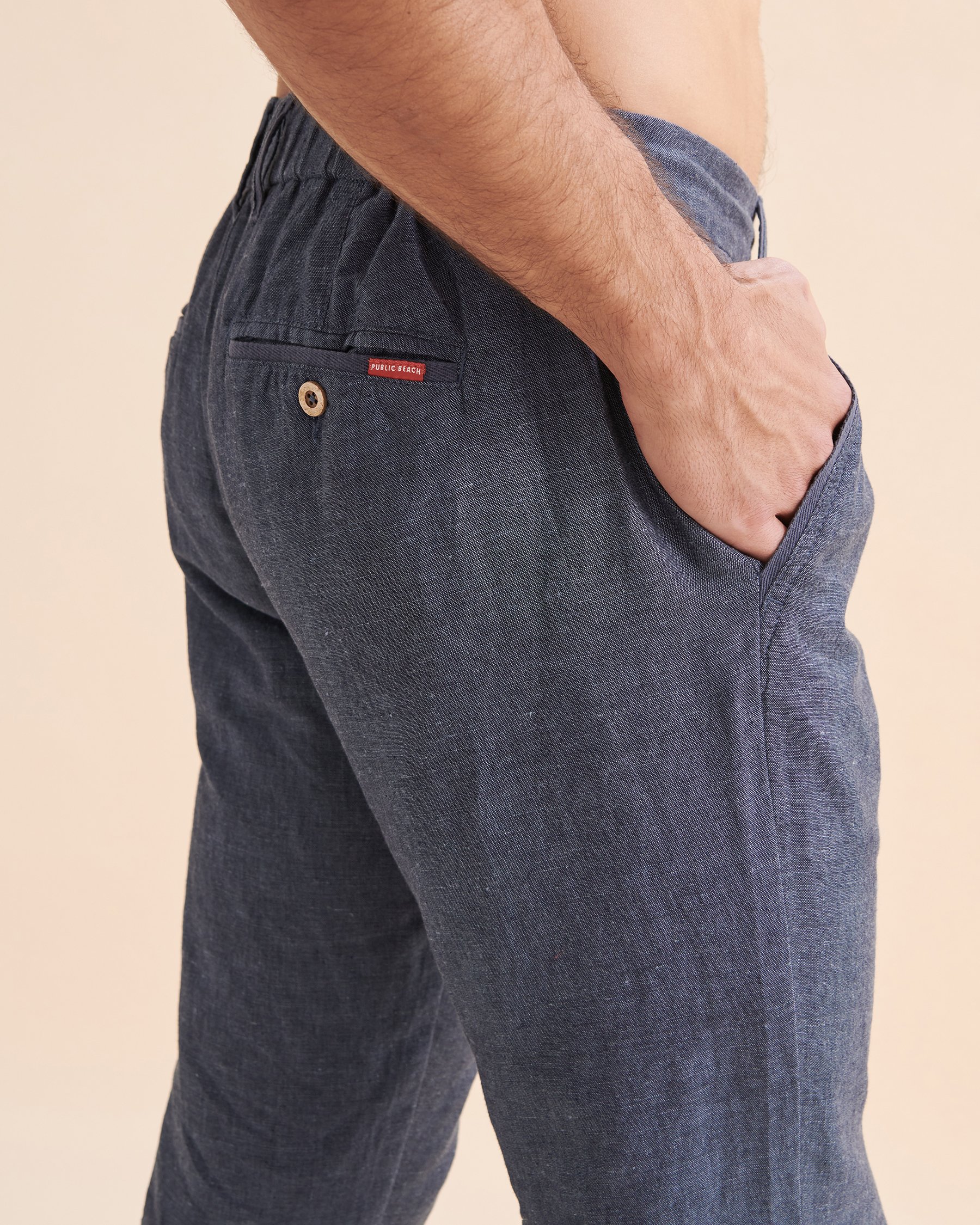 PUBLIC BEACH Pantalon en lin Bleu marine PB6101BIK - Voir2