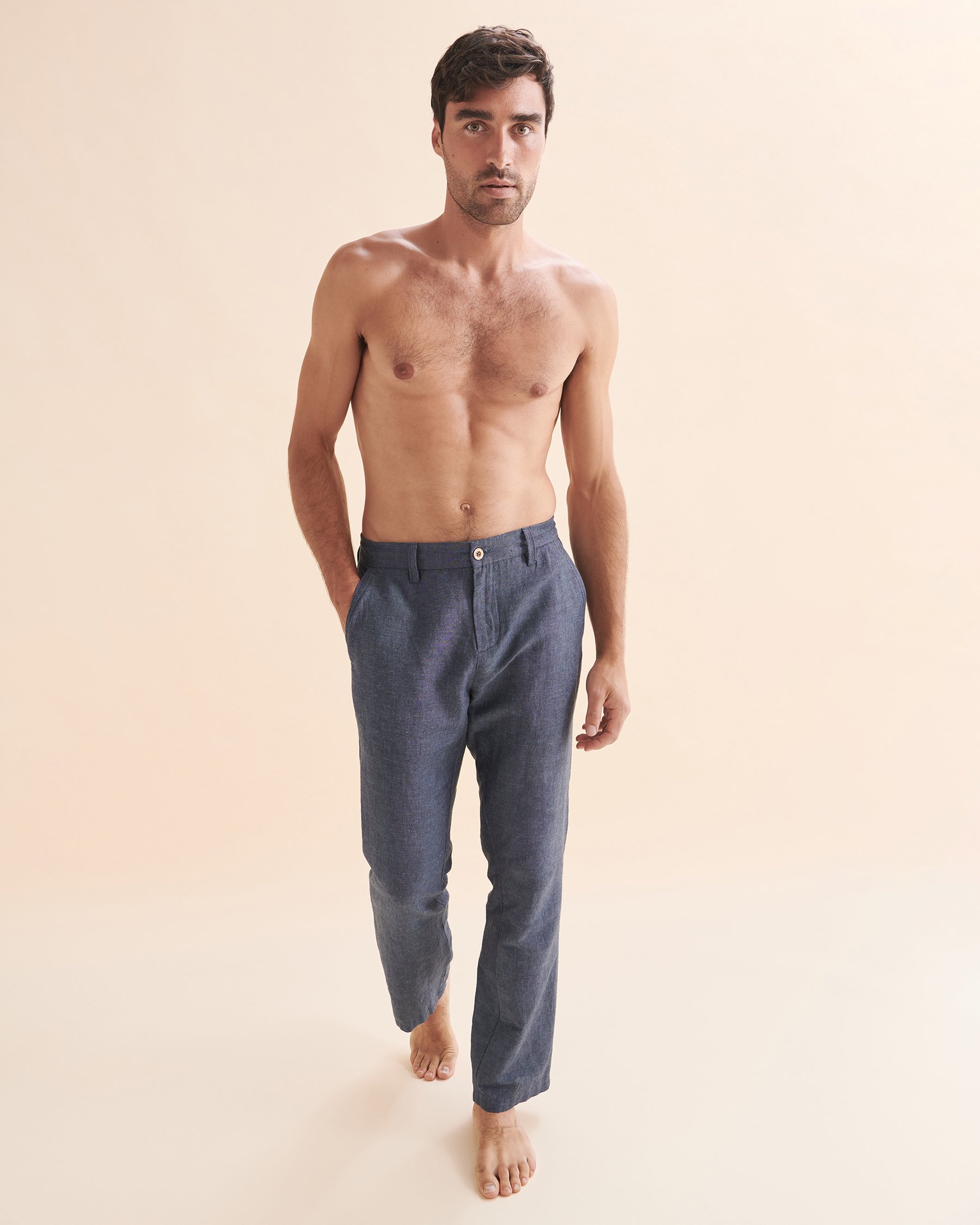 PUBLIC BEACH Pantalon en lin Bleu marine PB6101BIK - Voir4