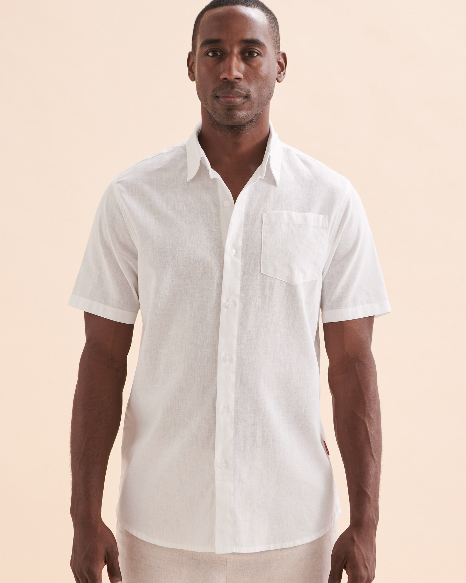 PUBLIC BEACH Chemise à manches courtes en lin Blanc PB6242BIK - Voir4