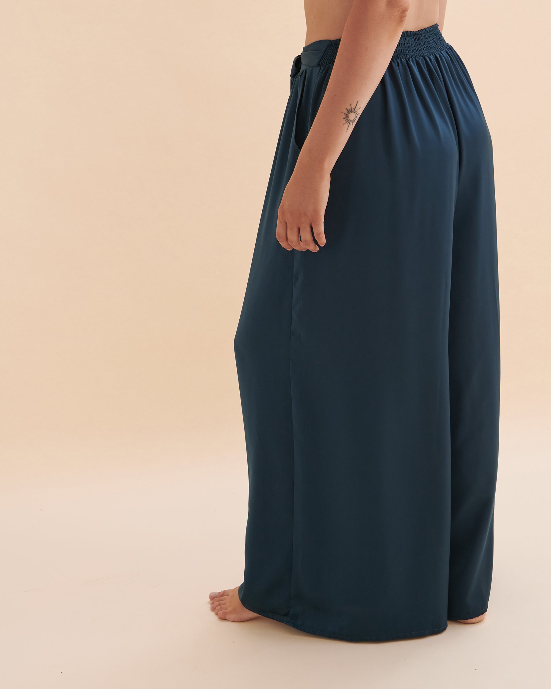 SANTEMARE Satin Wide Leg Pants Majolica blue 02200047 - View3