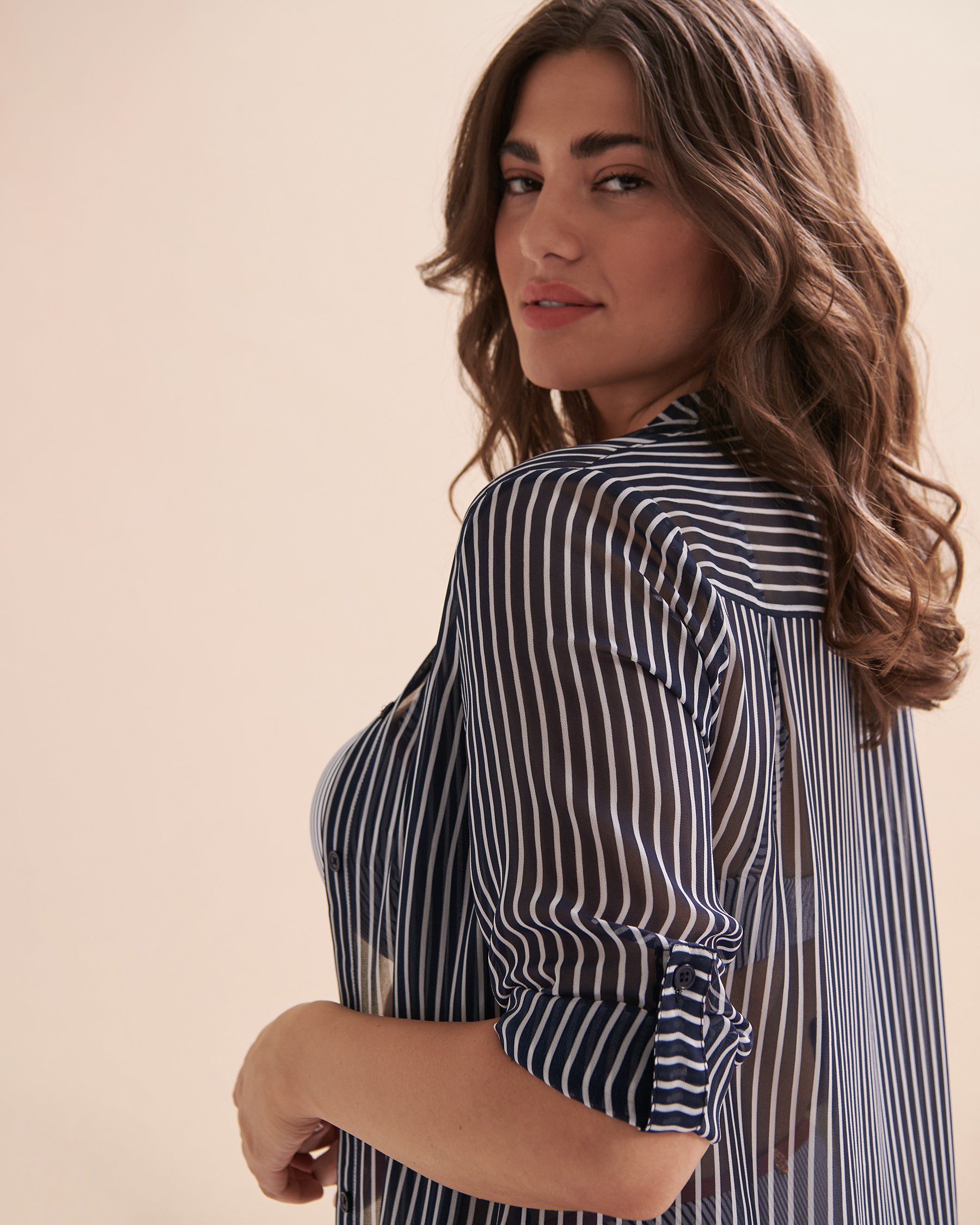 TURQUOISE COUTURE Chemise rayée à manches longues Rayures iris 02100019 - View5