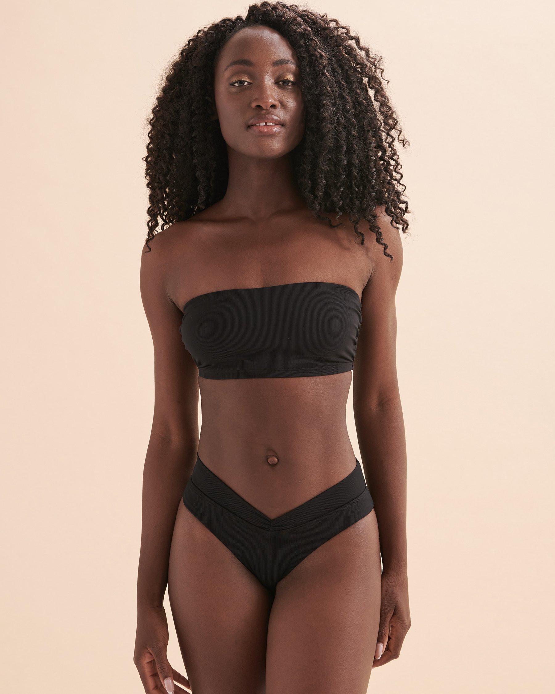 TROPIK Ribbed Bandeau Bikini Top Black 01100231 - View5