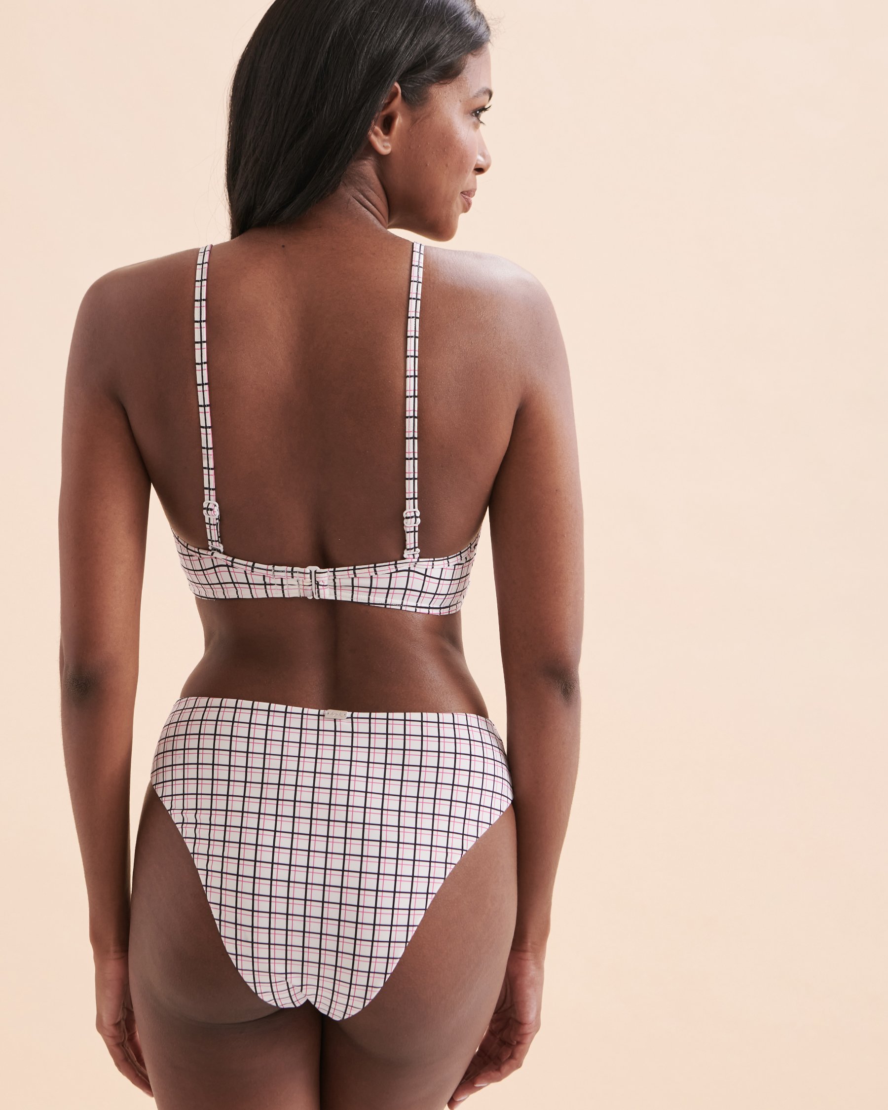 TROPIK Plaid Plunge Bikini Top Mauve plaid 01100234 - View3