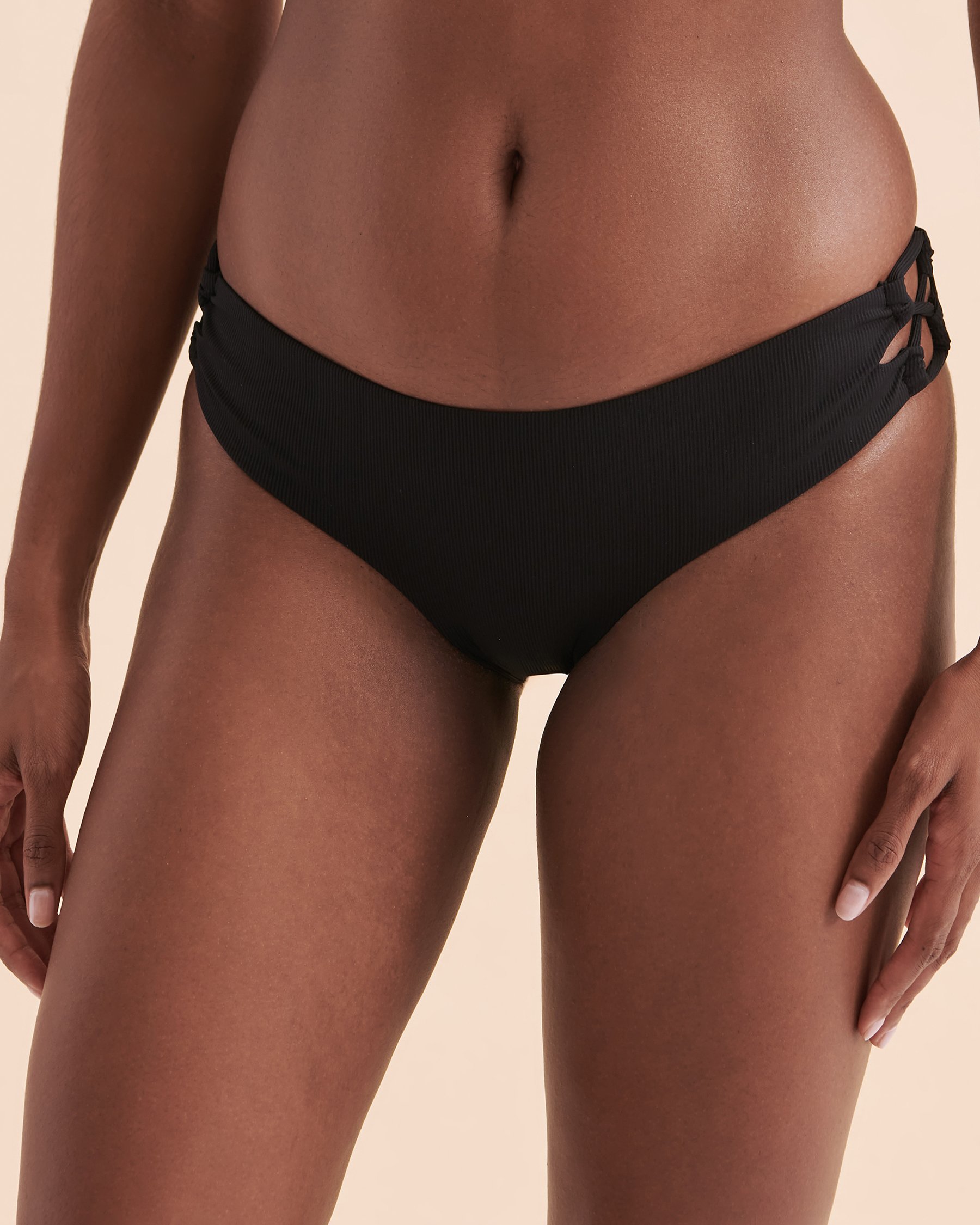 TROPIK Ribbed Cheeky Bikini Bottom Black 01300251 - View2