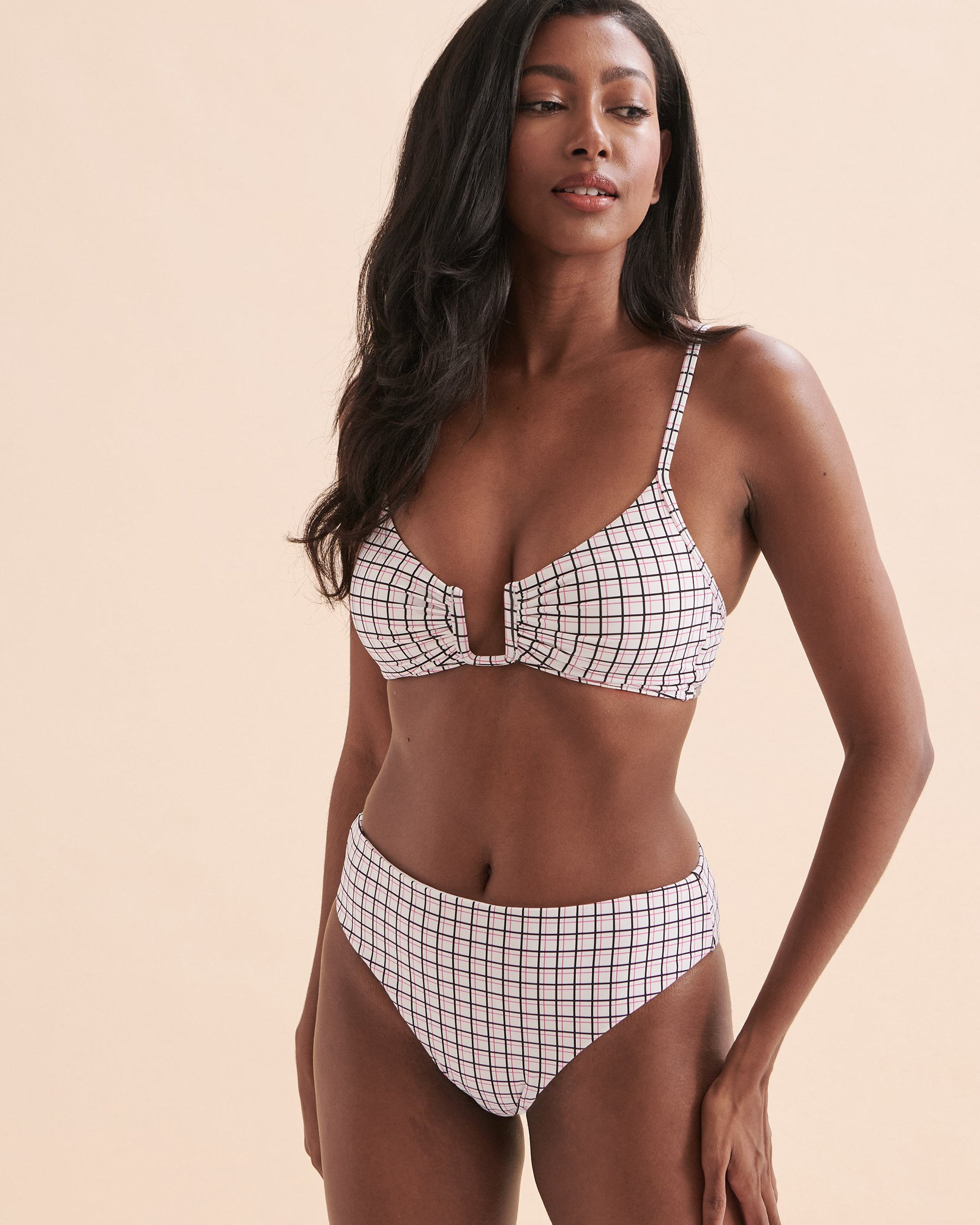 TROPIK Plaid Brazilian Bikini Bottom Mauve plaid 01300253 - View5