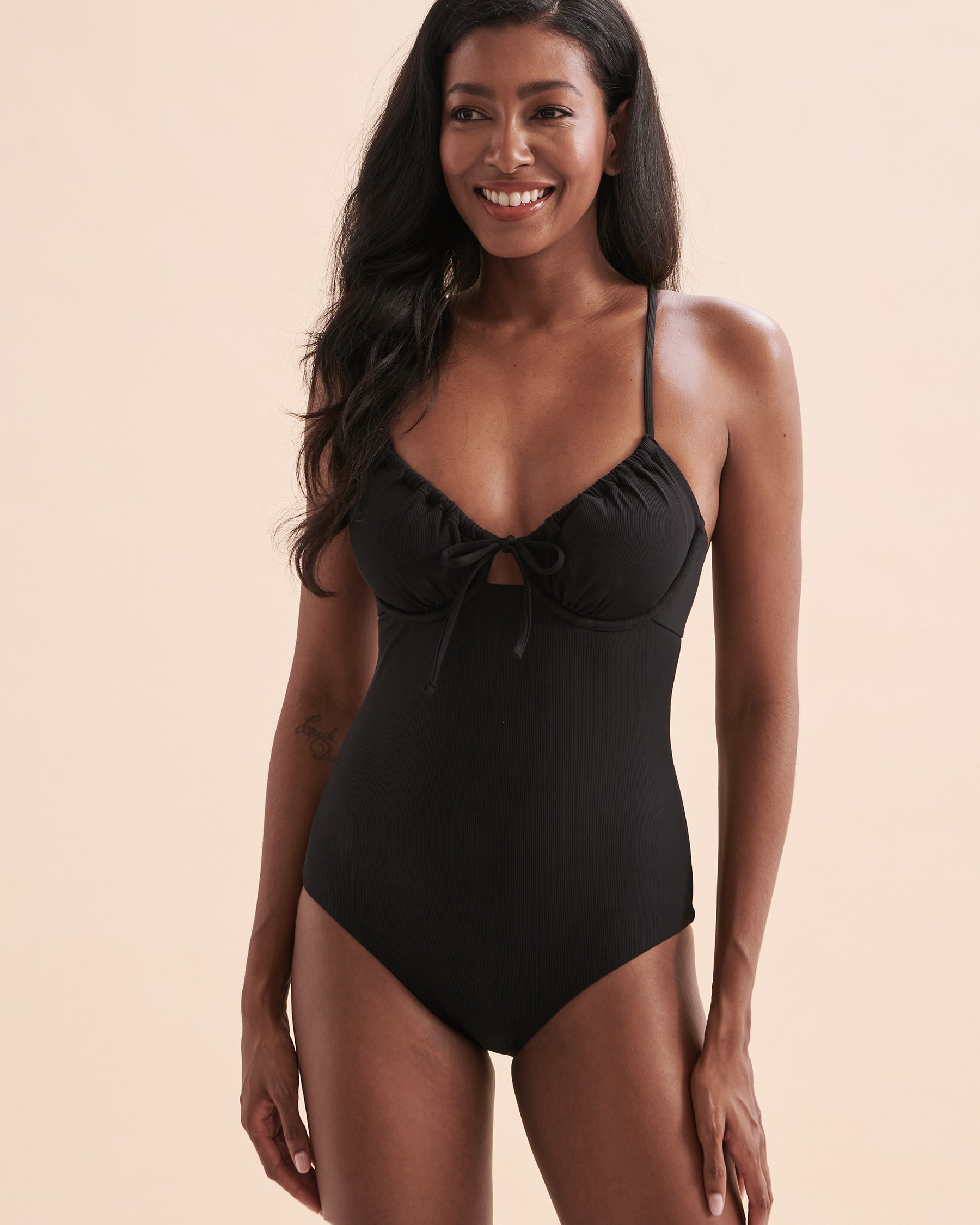 TROPIK Ribbed One-piece Swimsuit Black 01400040 - View4