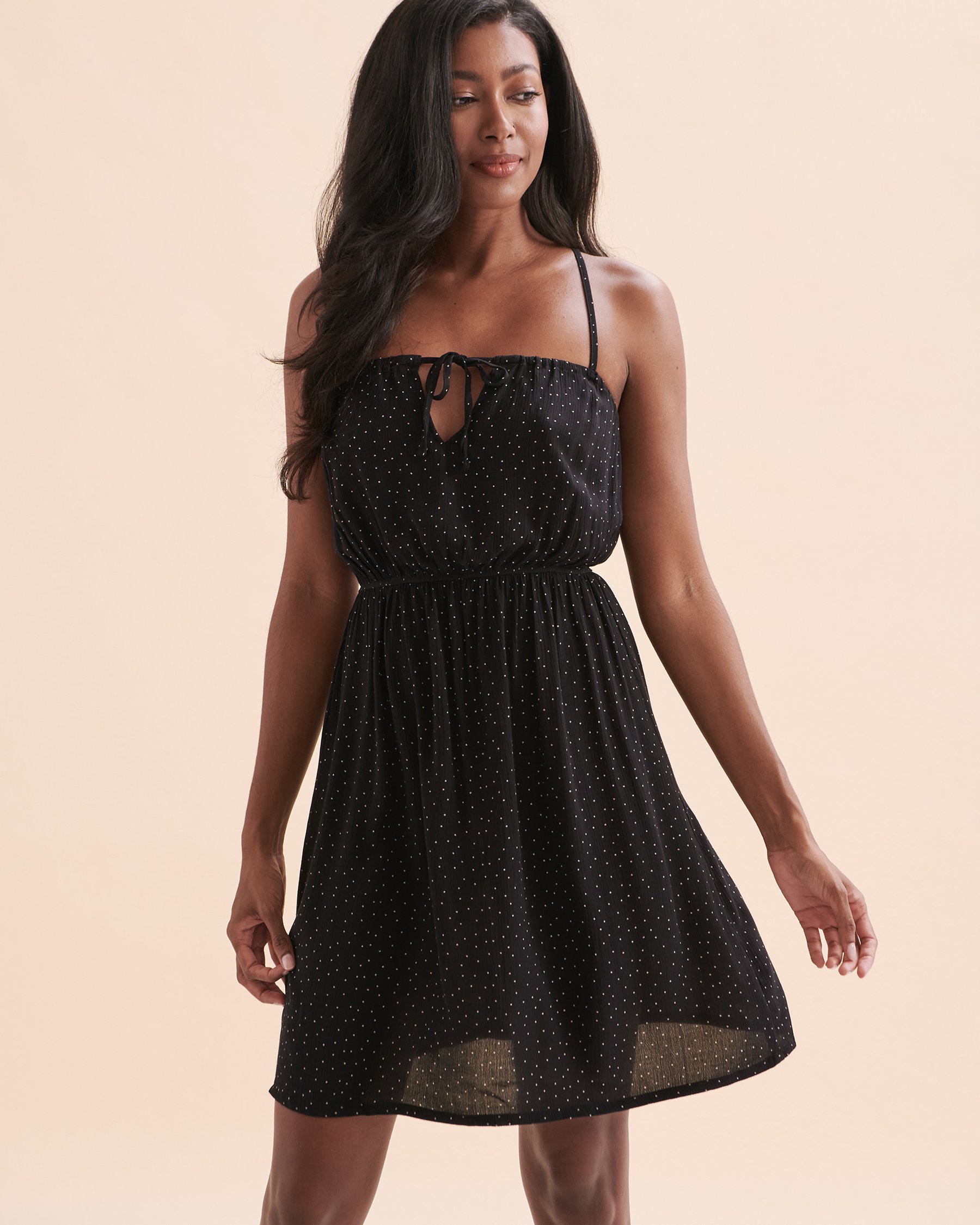 TROPIK Thin Straps Polka Dot Short Dress Little black dots 02300107 - View3