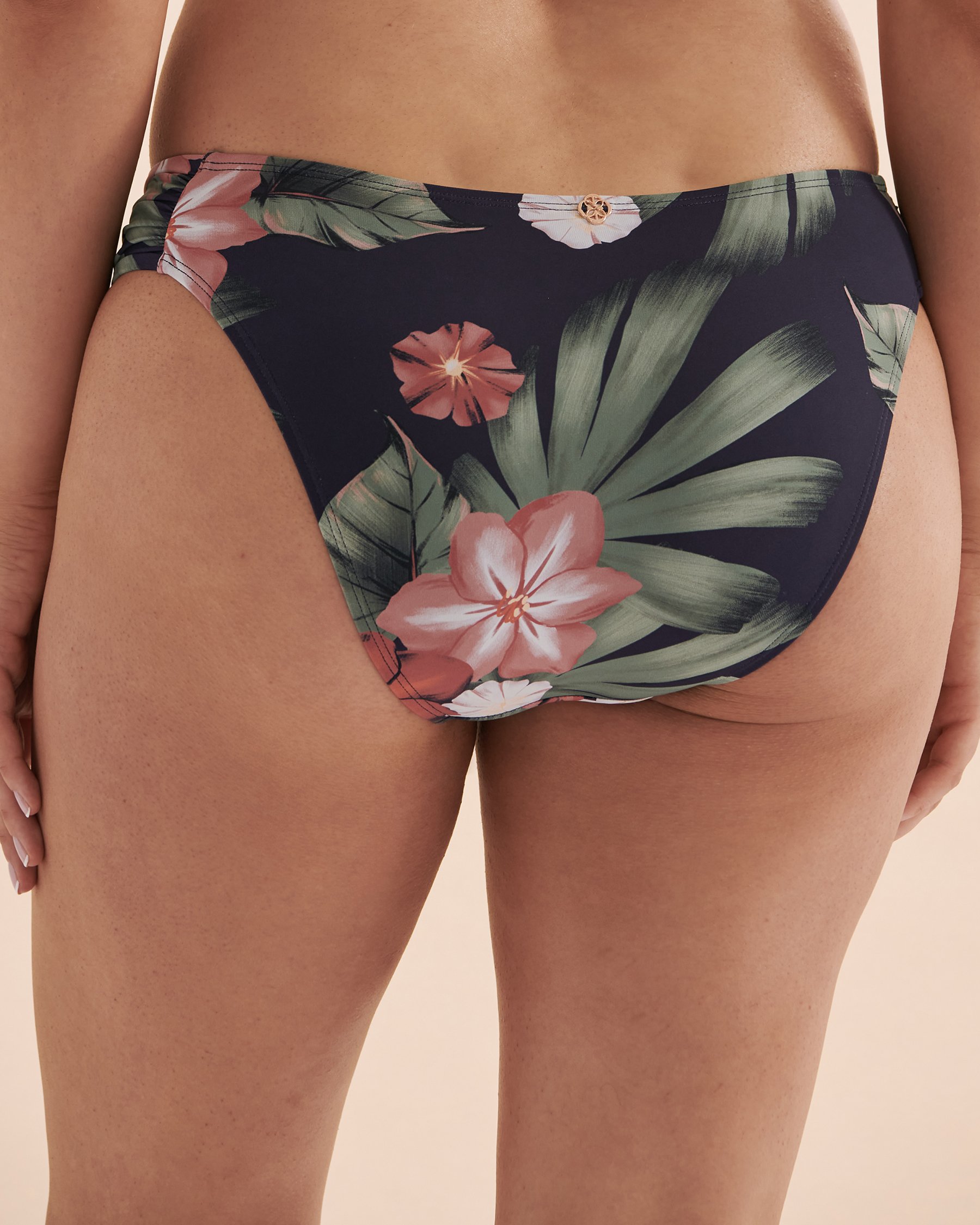 TURQUOISE COUTURE Floral Scent Gathered Sides Bikini Bottom Tropical floral 01300257 - View3