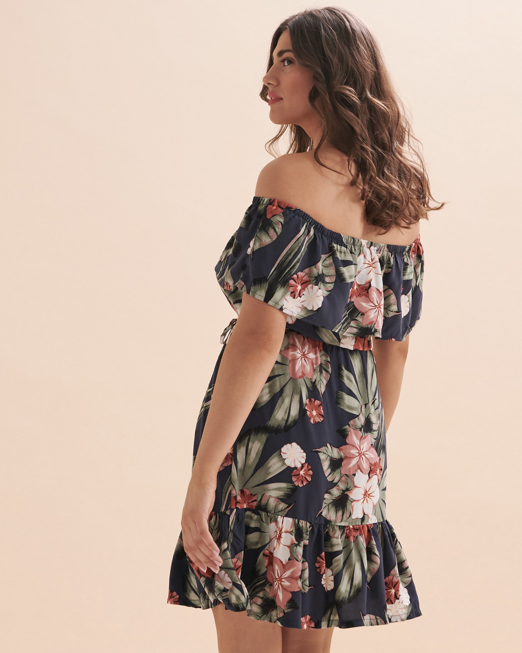 TURQUOISE COUTURE Off the Shoulder Short Dress Tropical floral 02300106 - View2