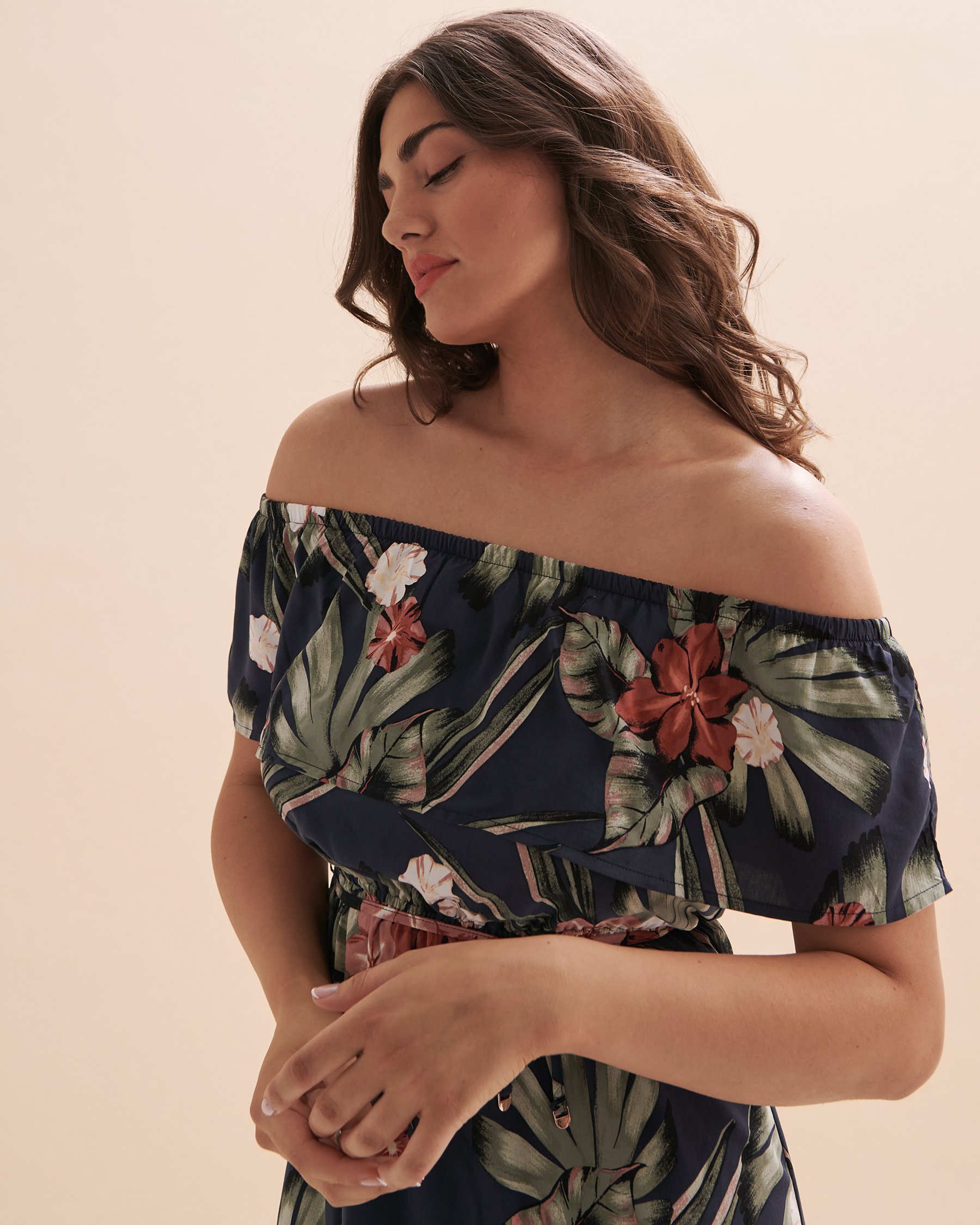 TURQUOISE COUTURE Off the Shoulder Short Dress Tropical floral 02300106 - View4