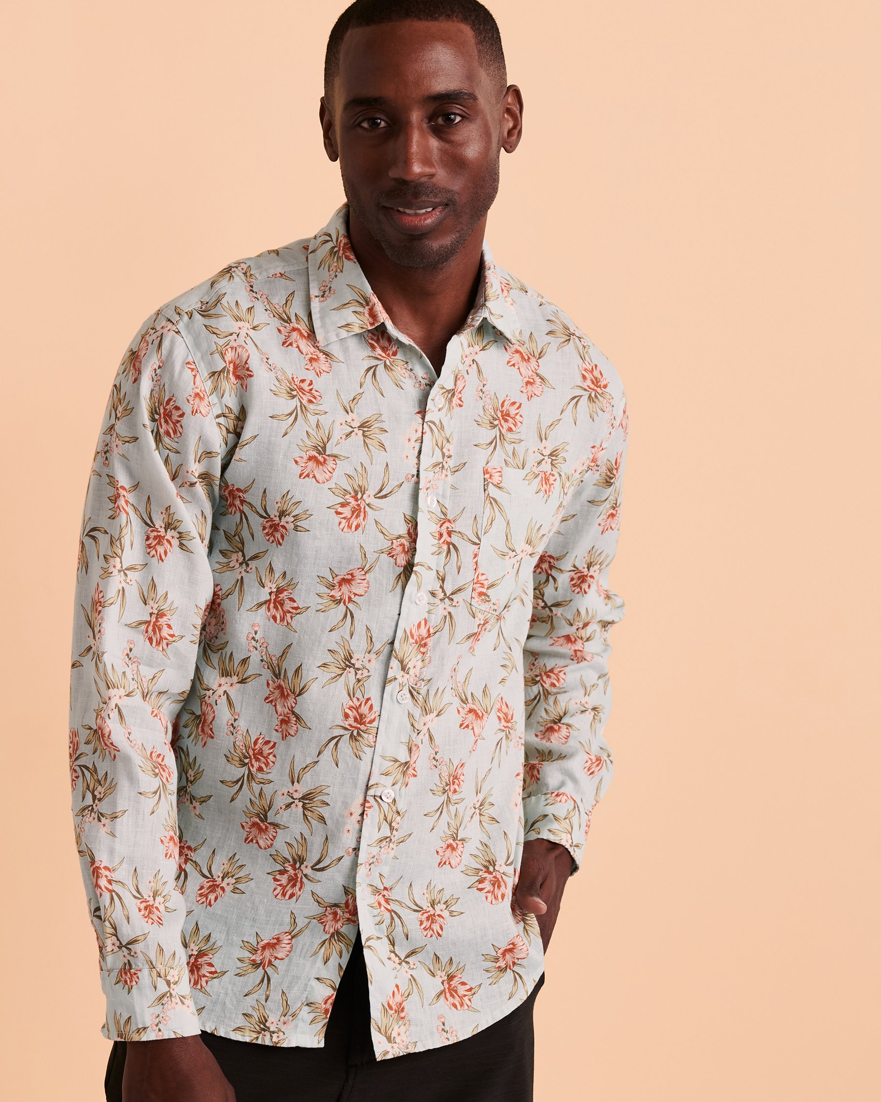 ISLANDHAZE Linen Button-down Shirt Floral NB123705 - View1