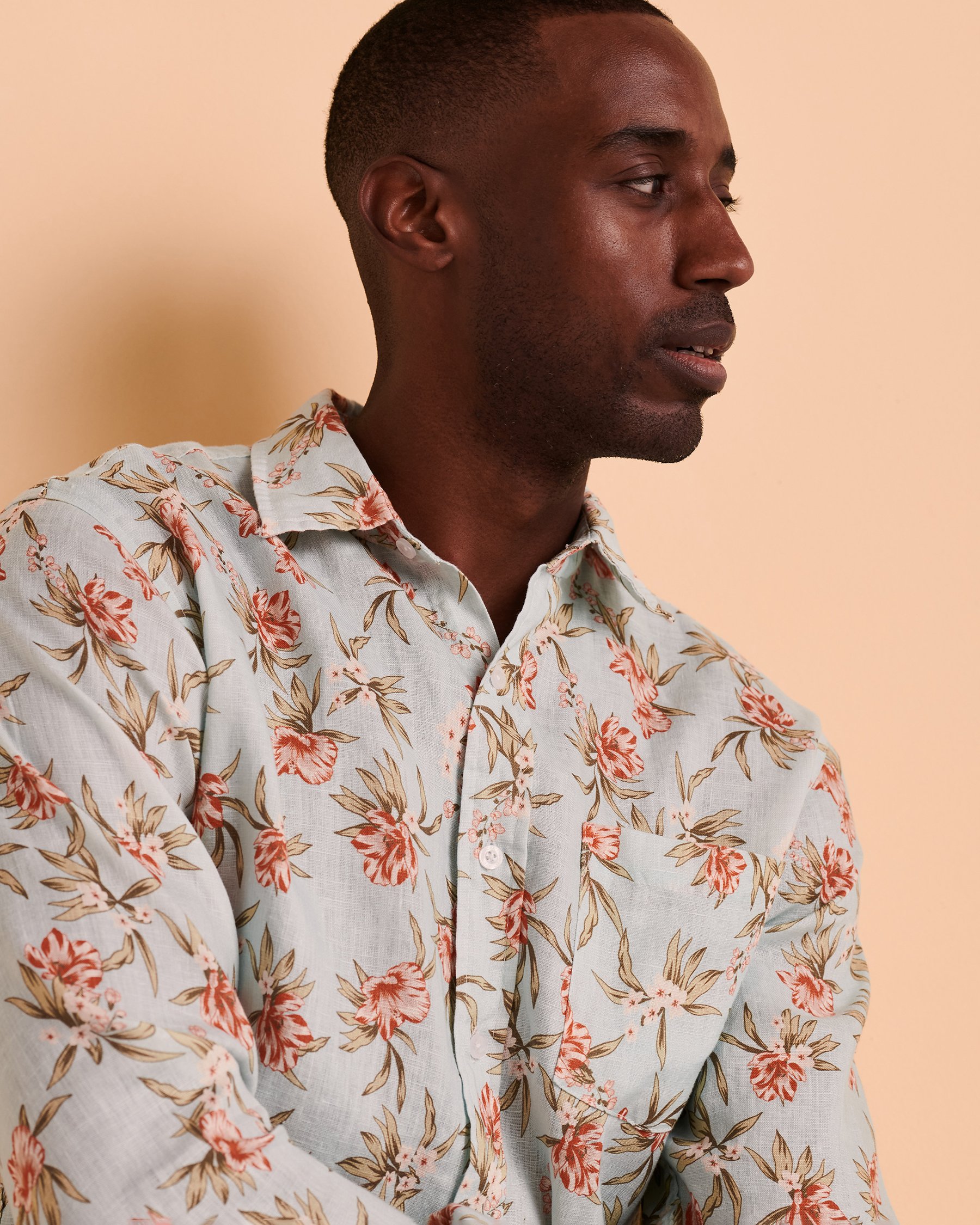ISLANDHAZE Linen Button-down Shirt Floral NB123705 - View3