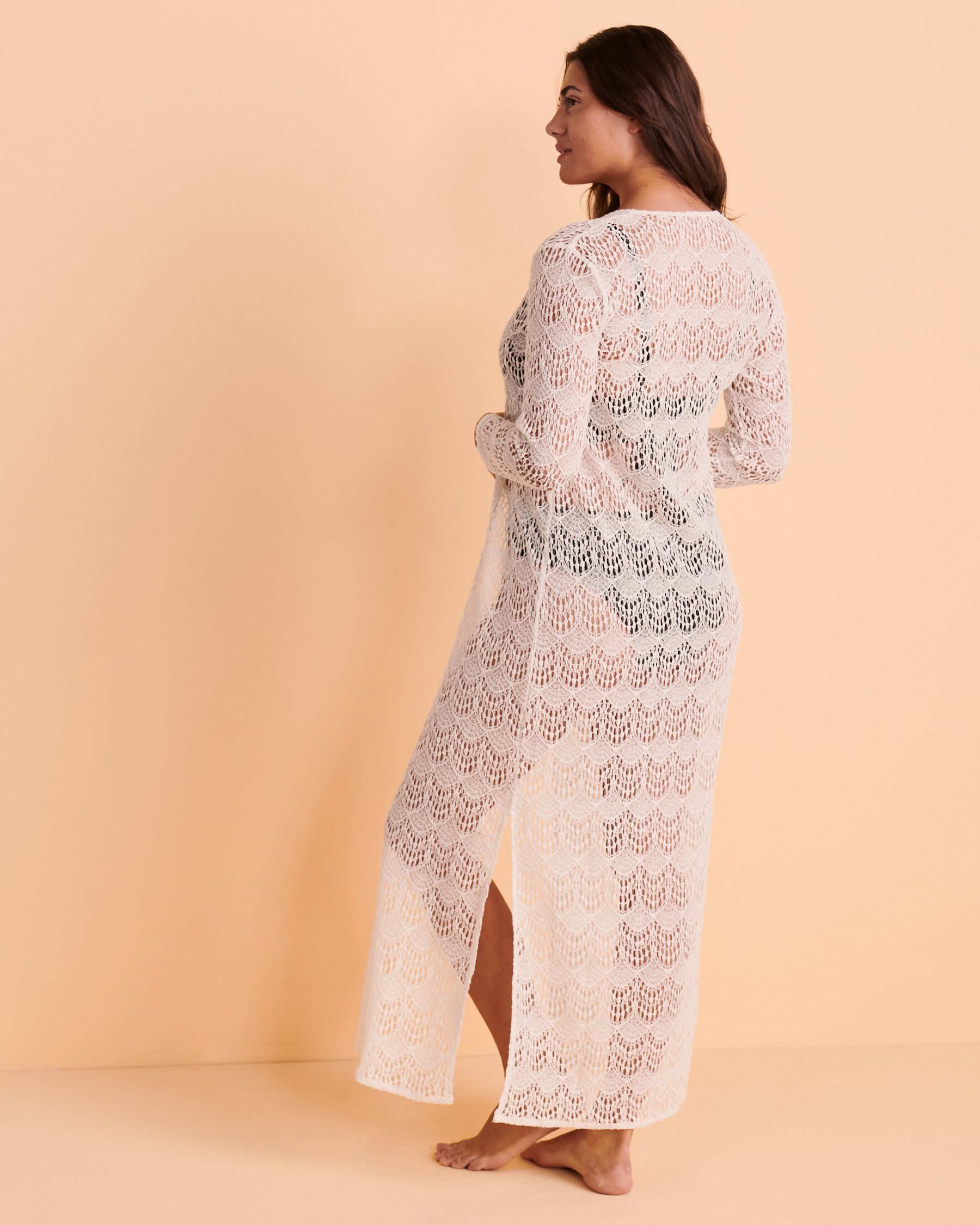 KOY RESORT Caftan crochet et dentelle FLAMENCO Crème K2164 - Voir3