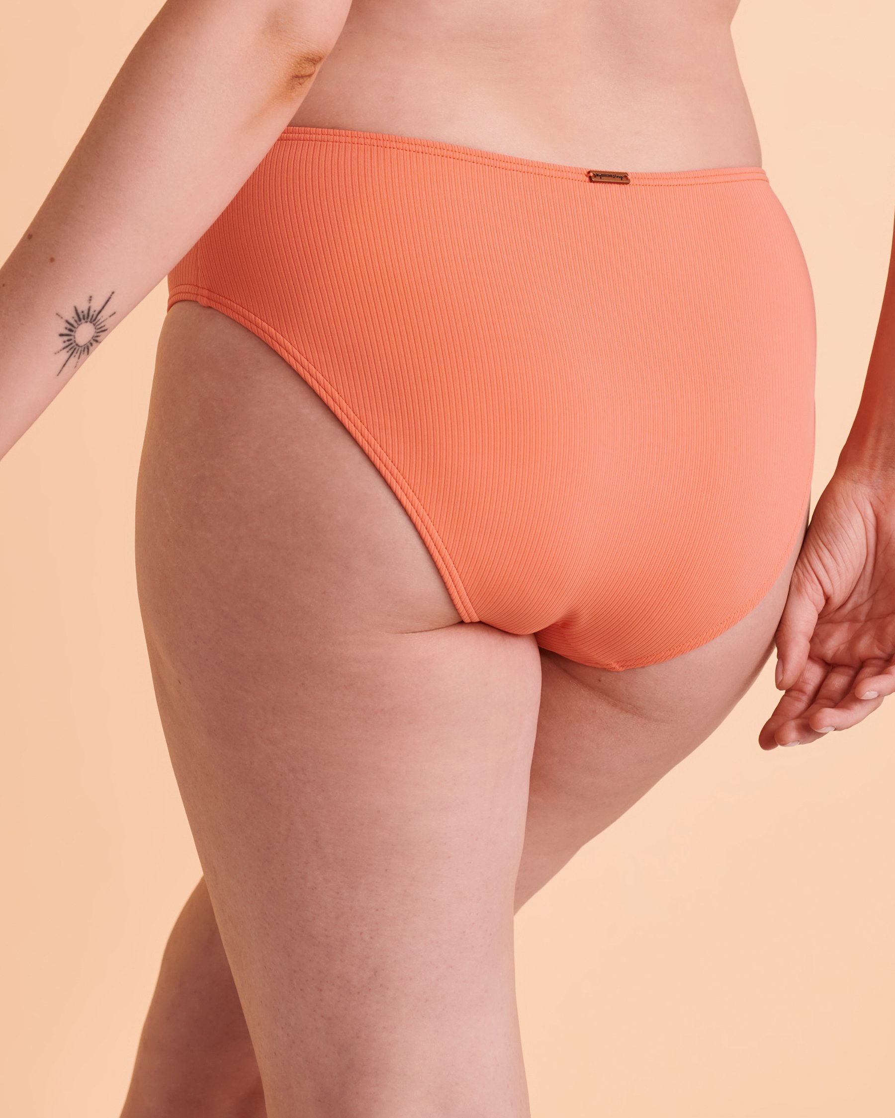 MY BIKINI STORY RIB Mid Waist Bikini Bottom Coral 01300165 - View2