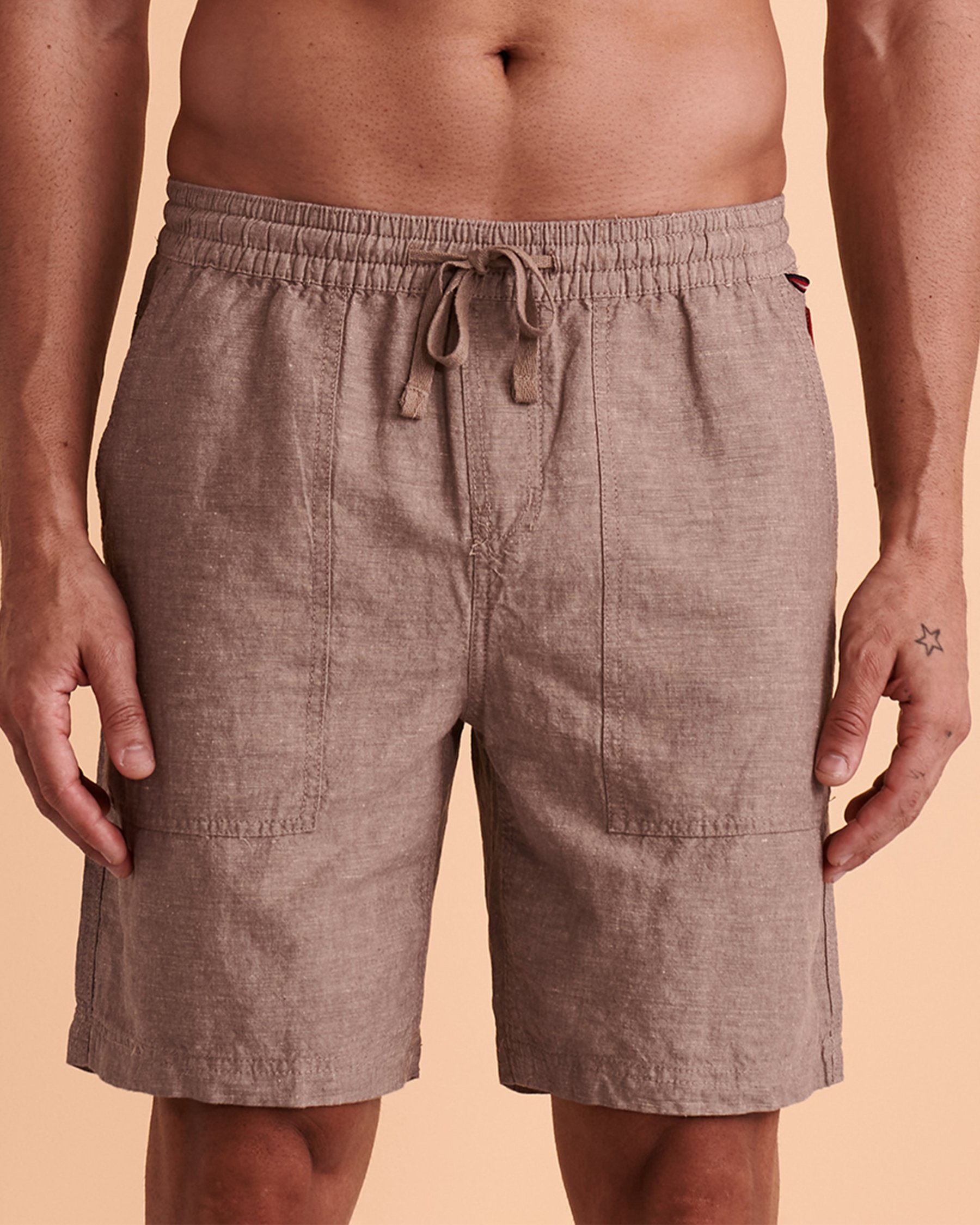 PUBLIC BEACH Linen Bermuda Shorts Charcoal PB5804BIK - View1