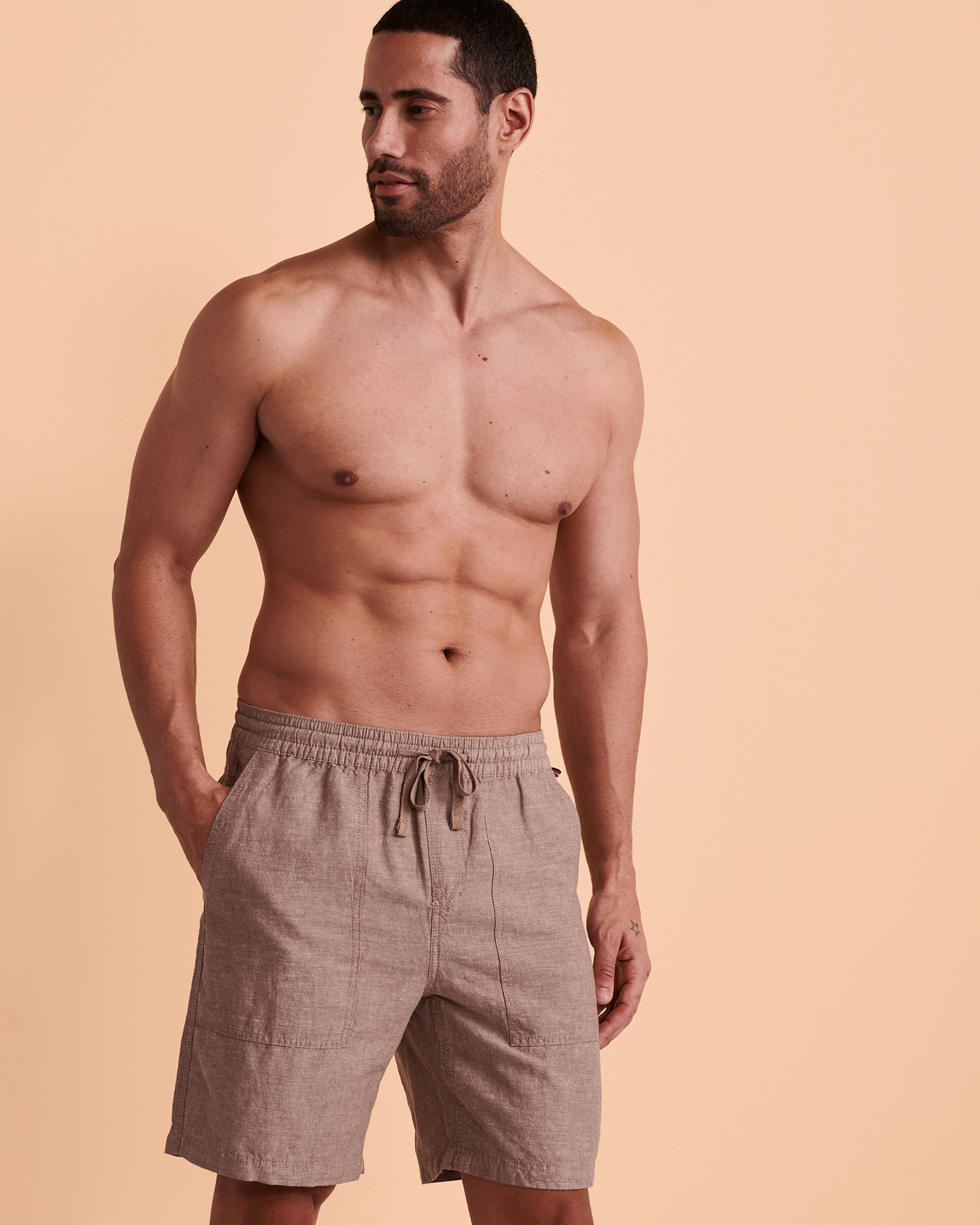 PUBLIC BEACH Linen Bermuda Shorts Charcoal PB5804BIK - View5
