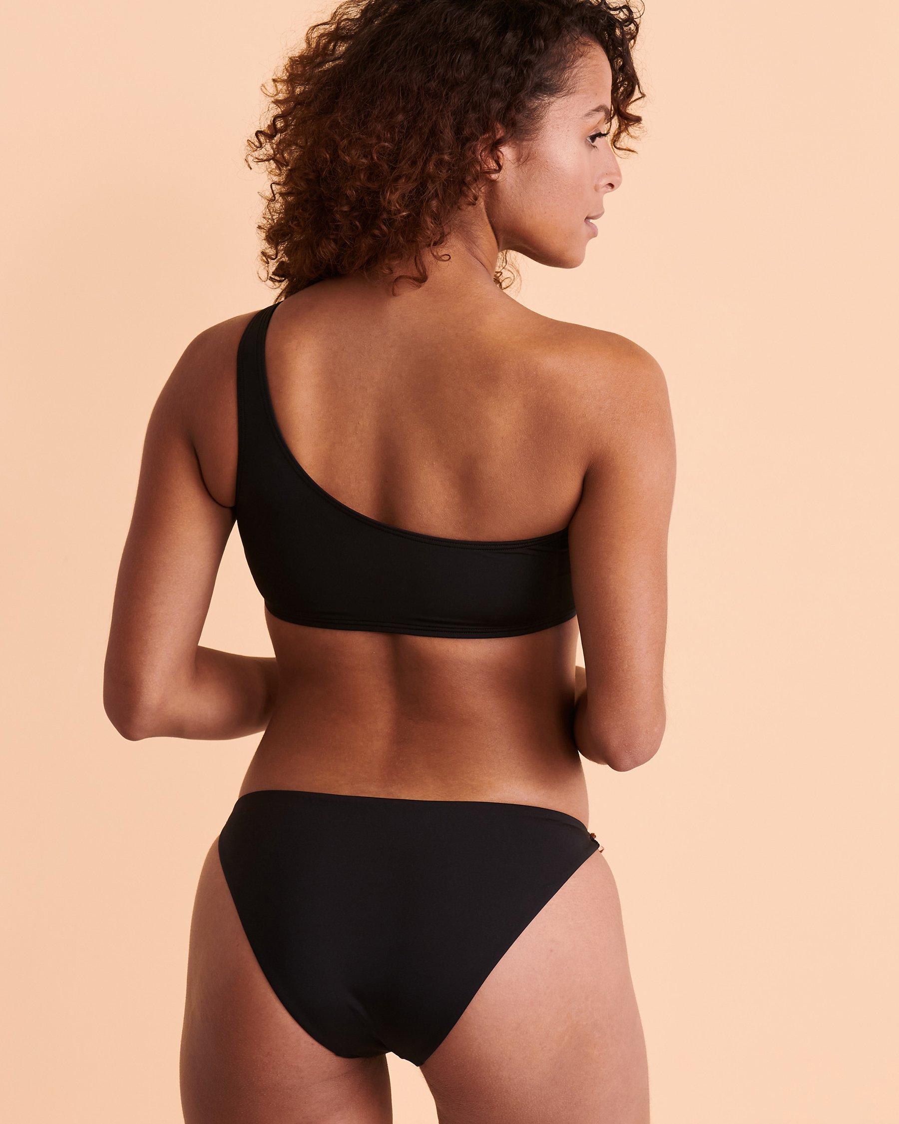 SANTEMARE CHAIN One Shoulder Bikini Top Black 01100166 - View2
