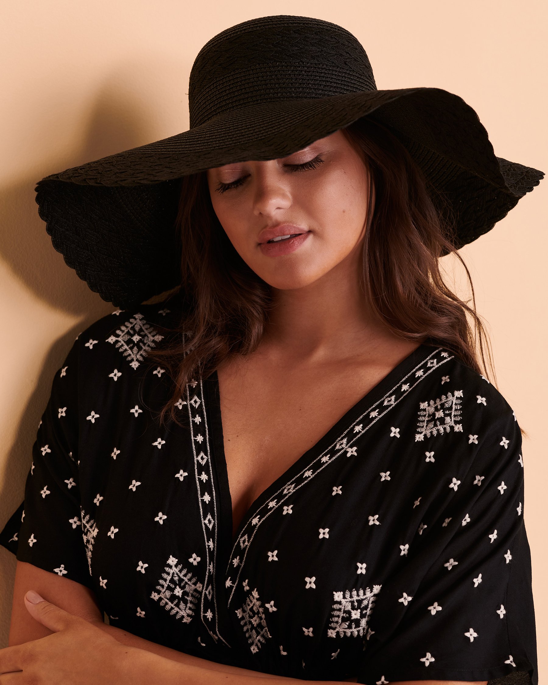 SARAJANE Chapeau large tissé Noir 23SJ2011 - Voir1