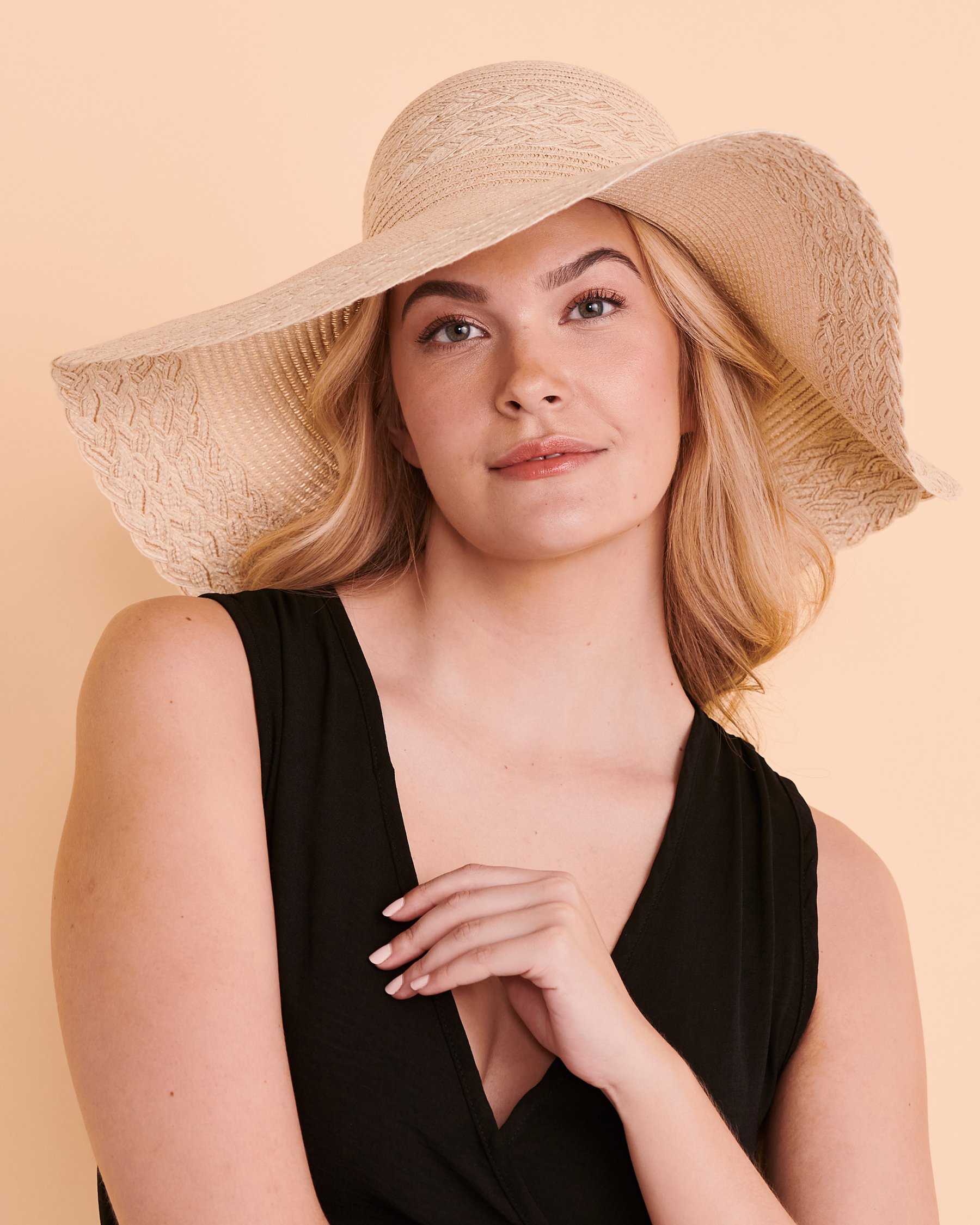 SARAJANE Chapeau large tissé Beige 23SJ2011 - Voir1