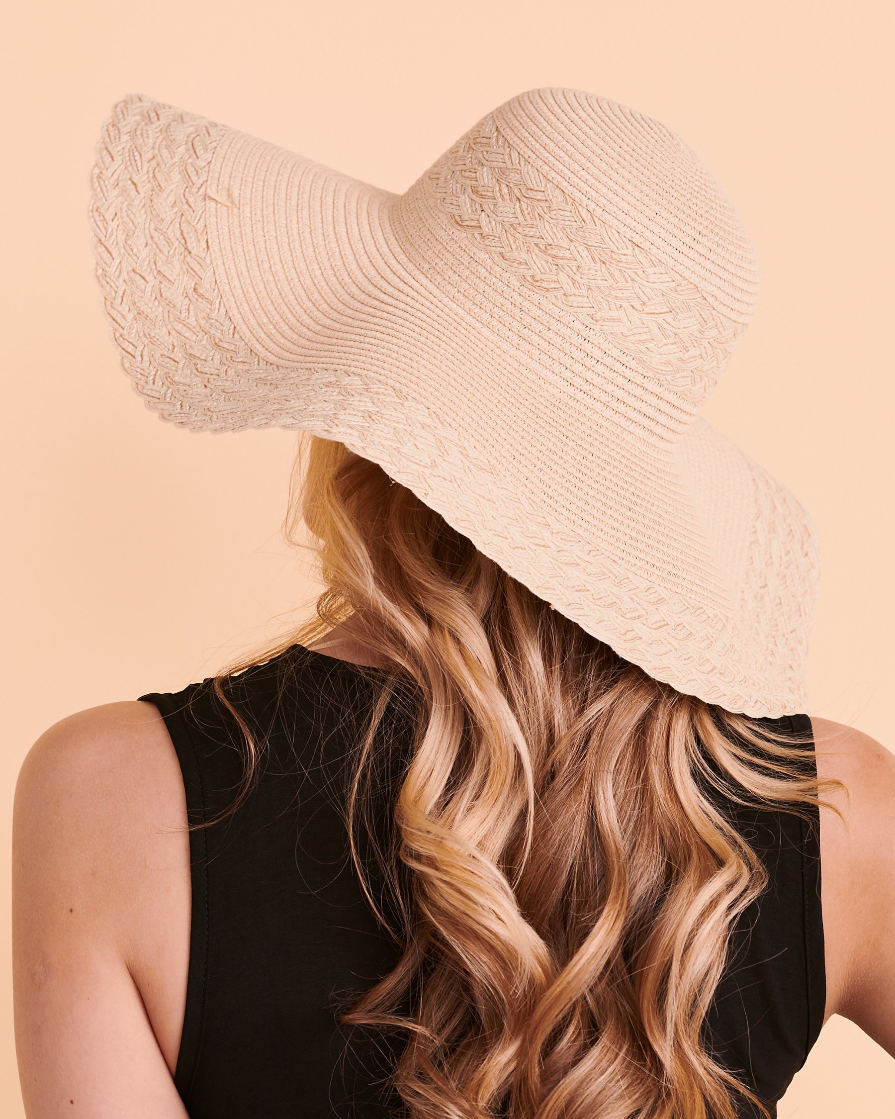 SARAJANE Chapeau large tissé Beige 23SJ2011 - Voir3
