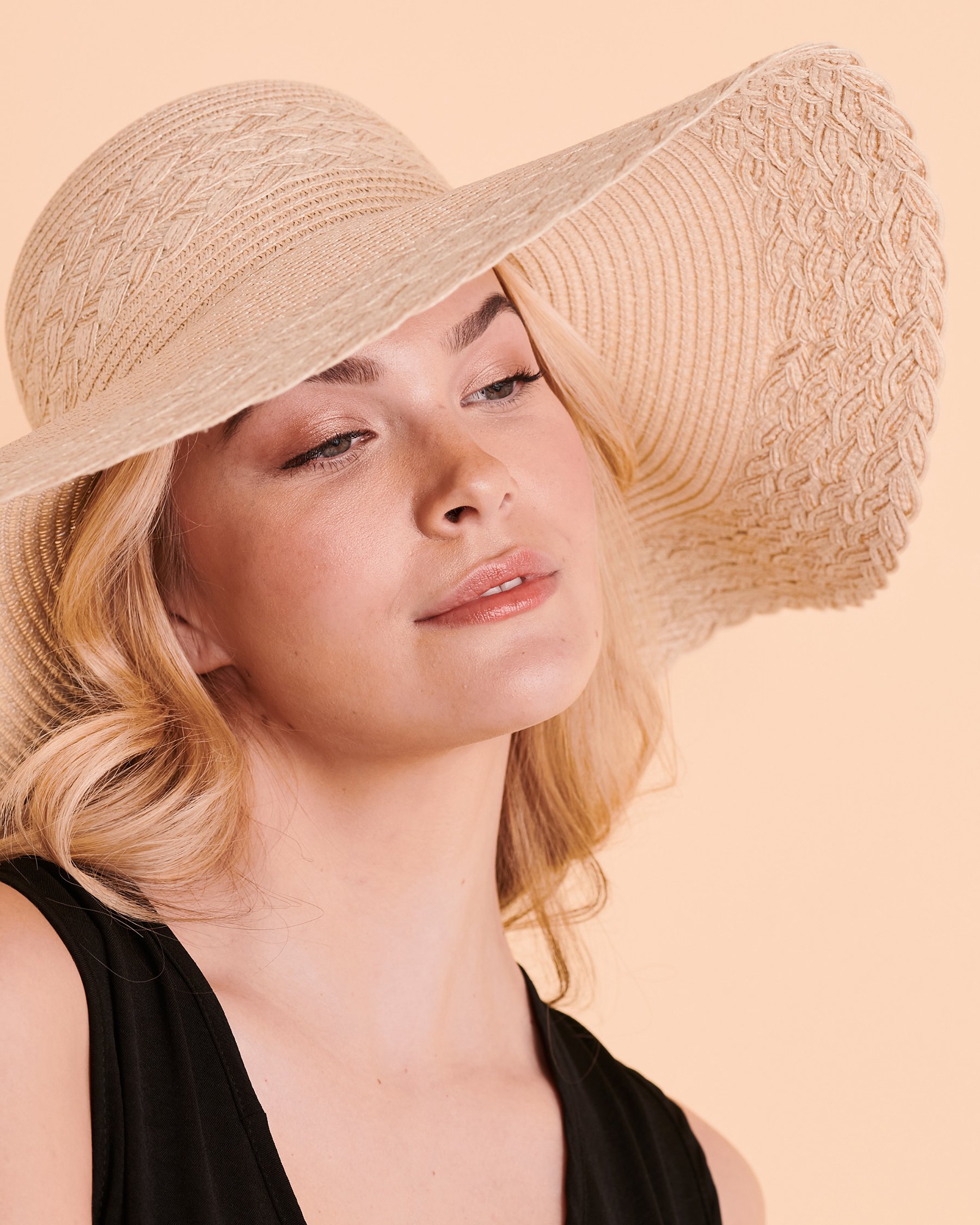 SARAJANE Chapeau large tissé Beige 23SJ2011 - Voir2