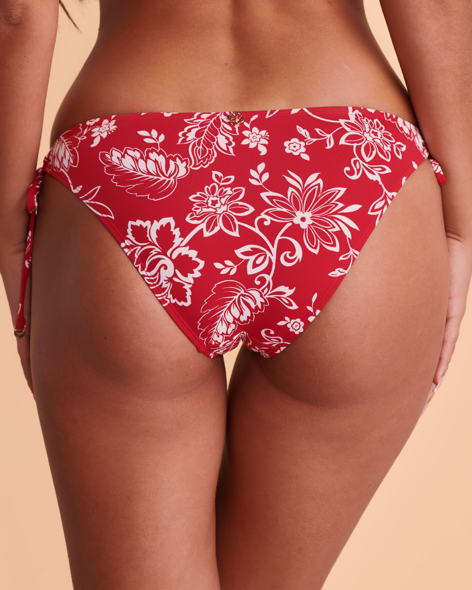 TURQUOISE COUTURE LA DI DA Side Tie Bikini Bottom Red floral 01300170 - View2