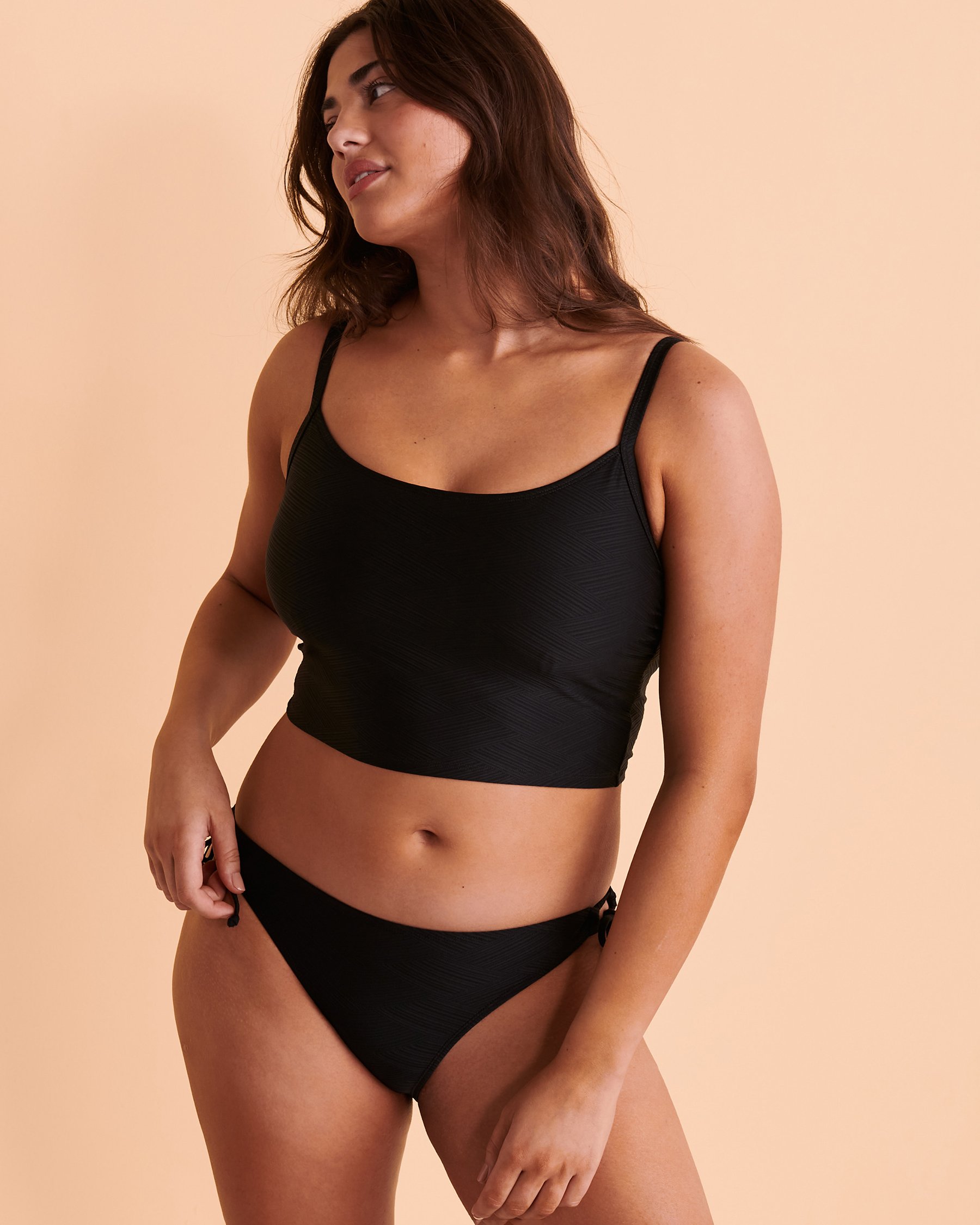 TROPIK TEXTURED D Cup Tankini Top Black 01100158 - View4