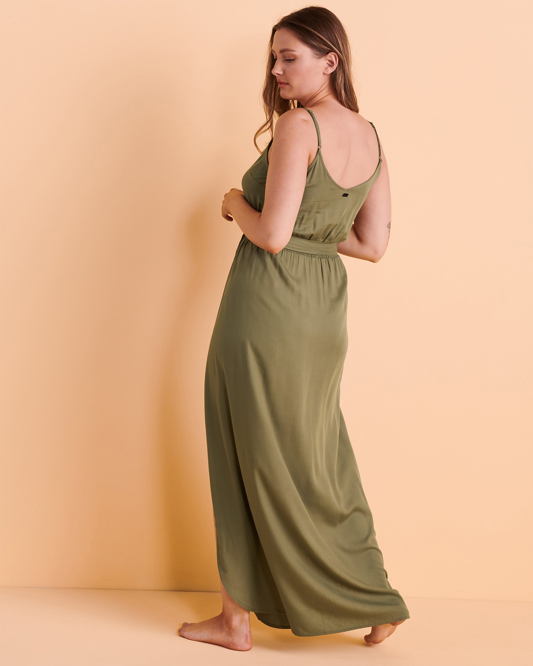 TROPIK Robe maxi bretelles minces Vert forêt 02300078 - View2