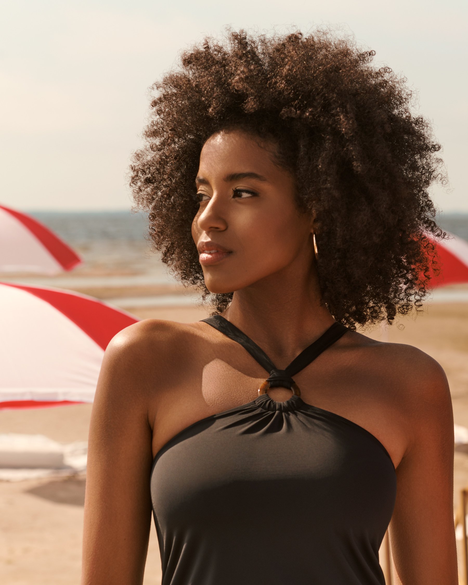 TURQUOISE COUTURE SOLID High Neck Tankini Top Black 01100164 - View4