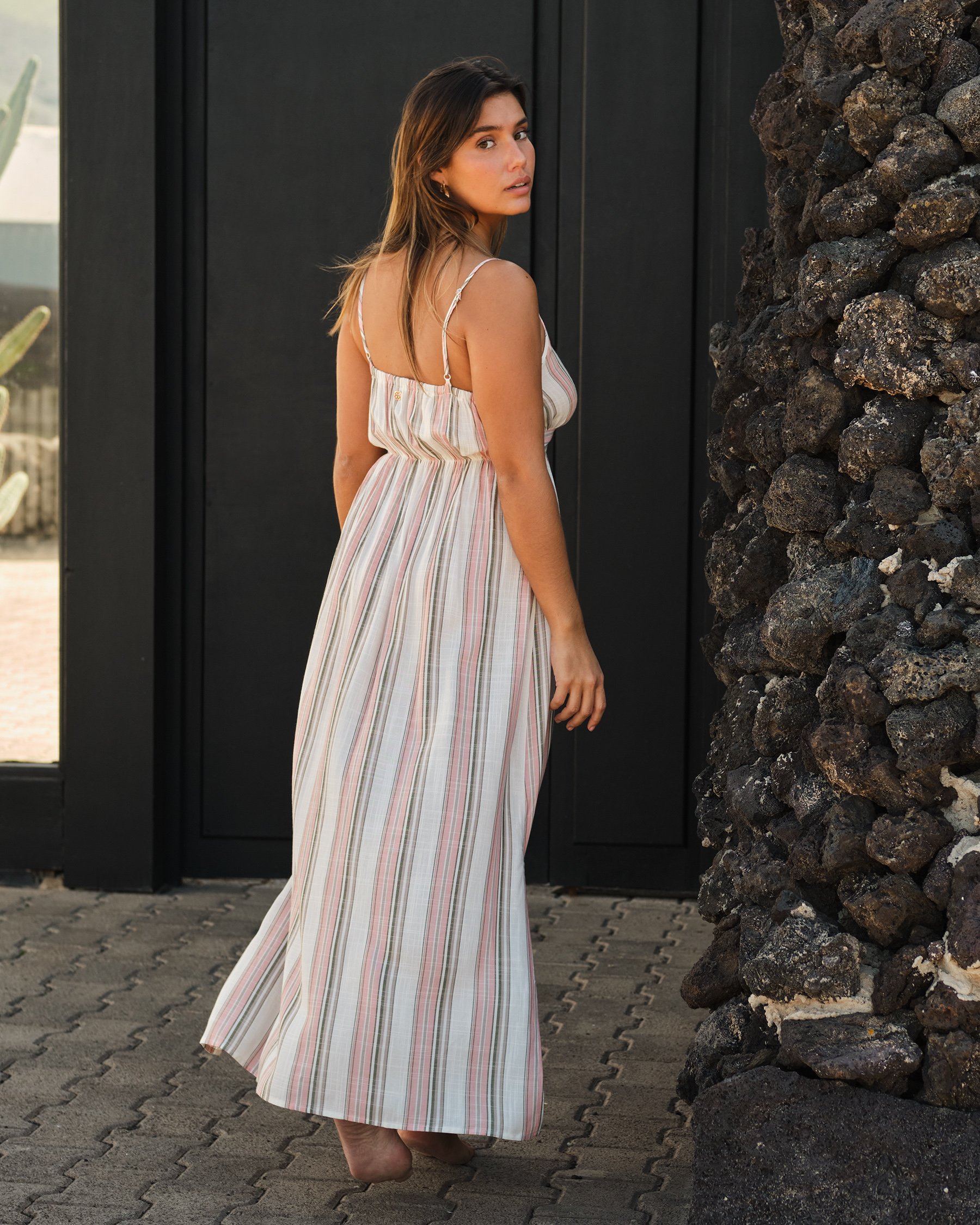 TURQUOISE COUTURE Thin Strap Maxi Dress Stripes 02300081 - View2
